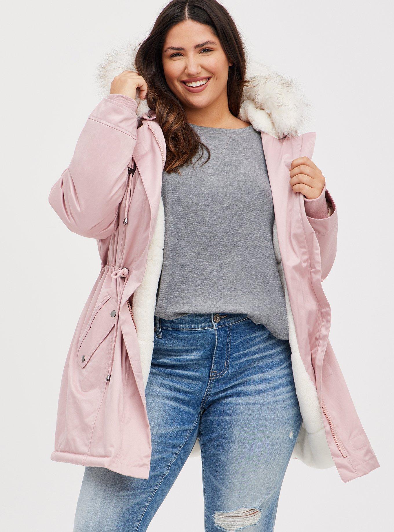 Plus Size - Twill Fur Trim Parka - Torrid