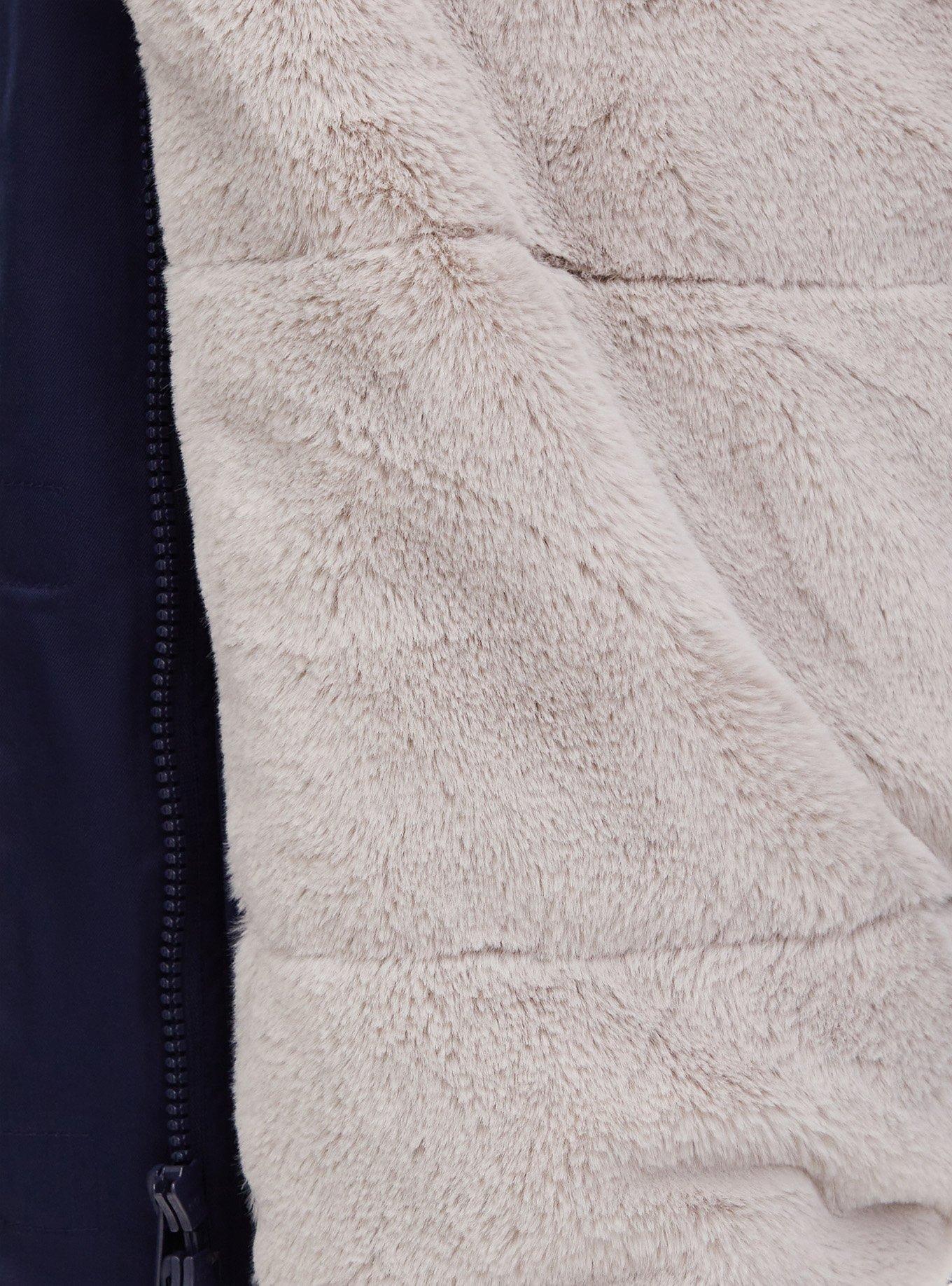 Twill Fur Trim Parka, PEACOAT, alternate