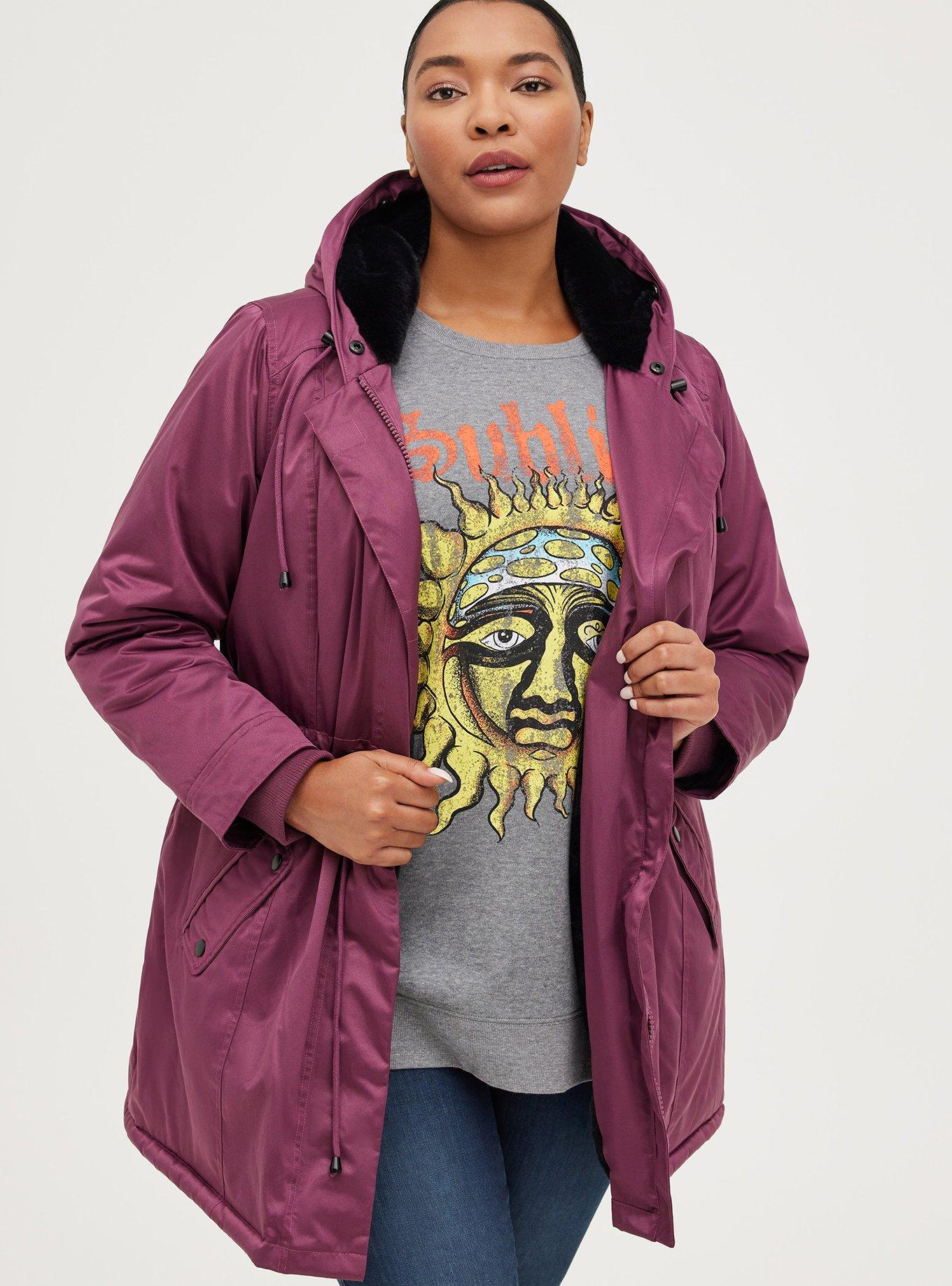 Plus Size - Twill Fur Trim Parka - Torrid