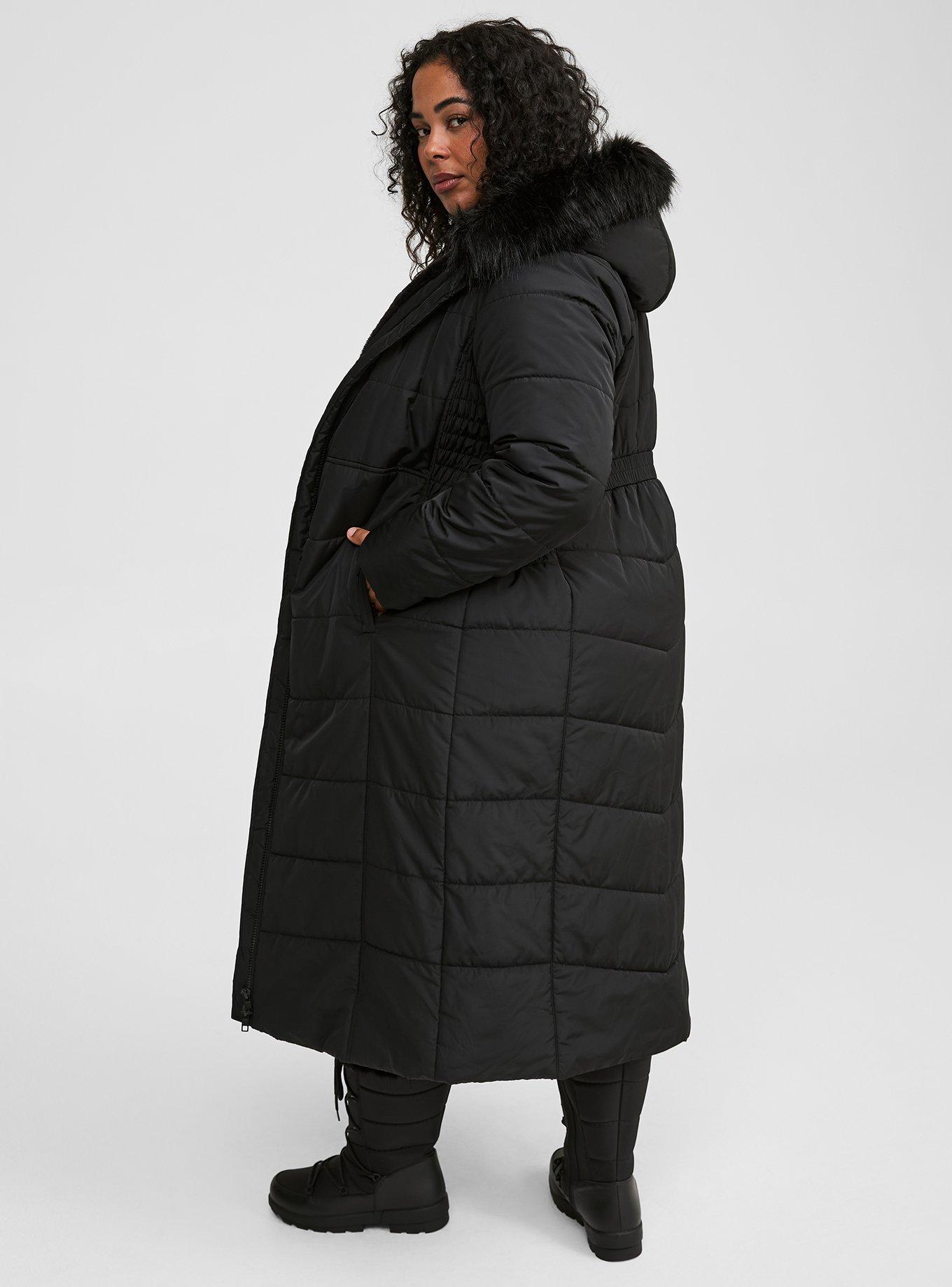 Plus Size - Nylon Maxi Fit & Flare Puffer - Torrid