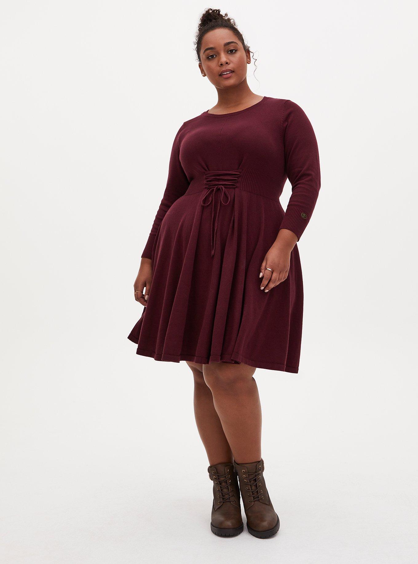 Plus Size Outlander Lace Front Sweater Dress Torrid