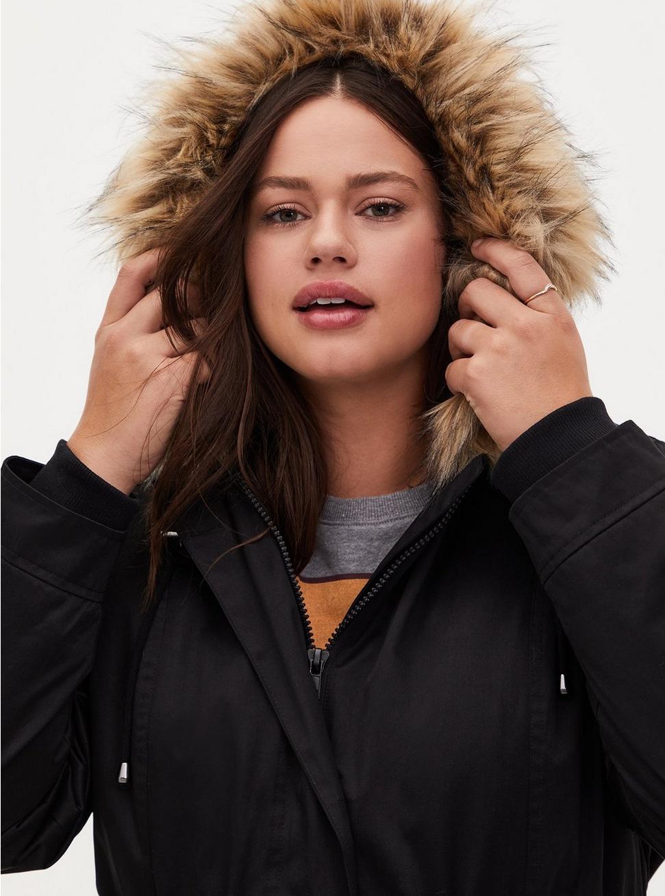 Plus Size - Black Nylon Hooded Longline Parka - Torrid Plus Size - Black Nylon Hooded Longline Parka - Torrid