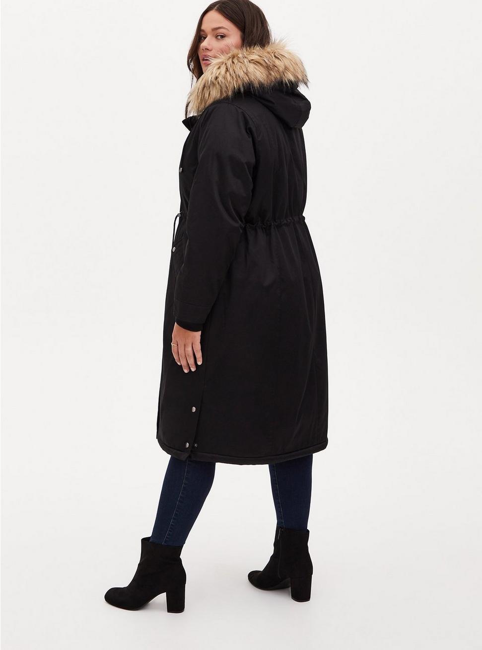 Plus Size - Black Nylon Hooded Longline Parka - Torrid Plus Size - Black Nylon Hooded Longline Parka - Torrid