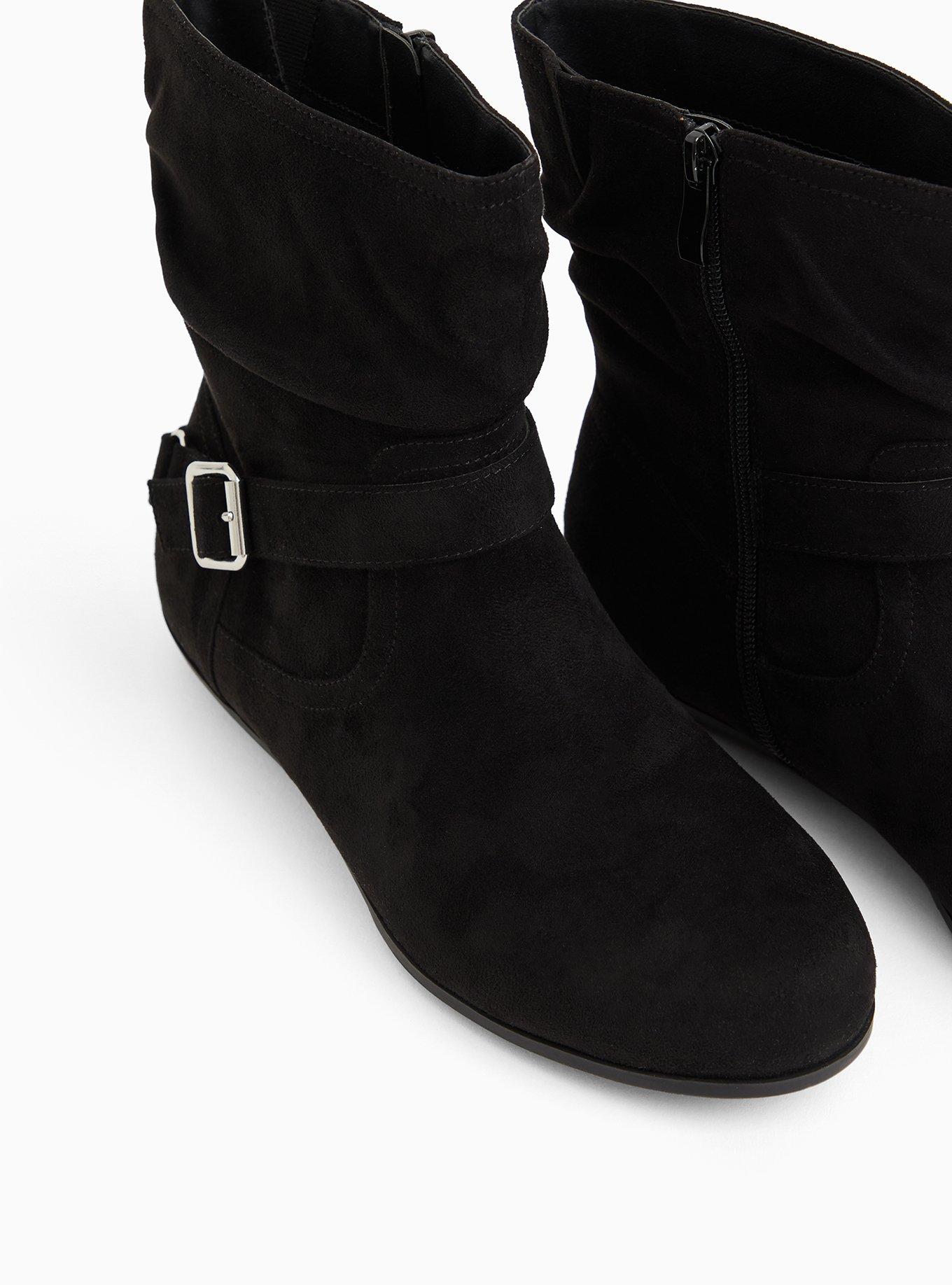 Black slouch ankle boots flat best sale