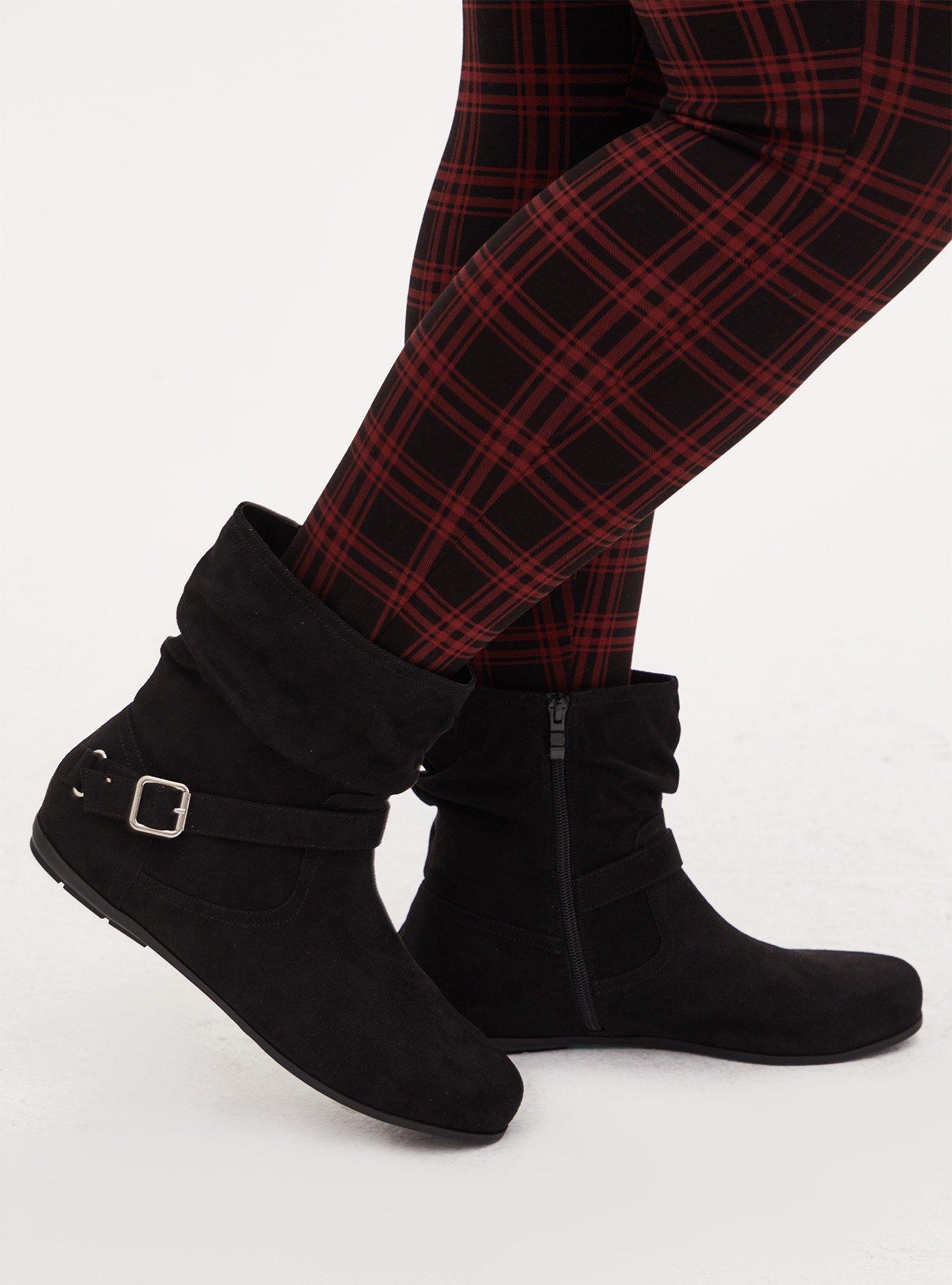 Black slouch ankle shop boots flat