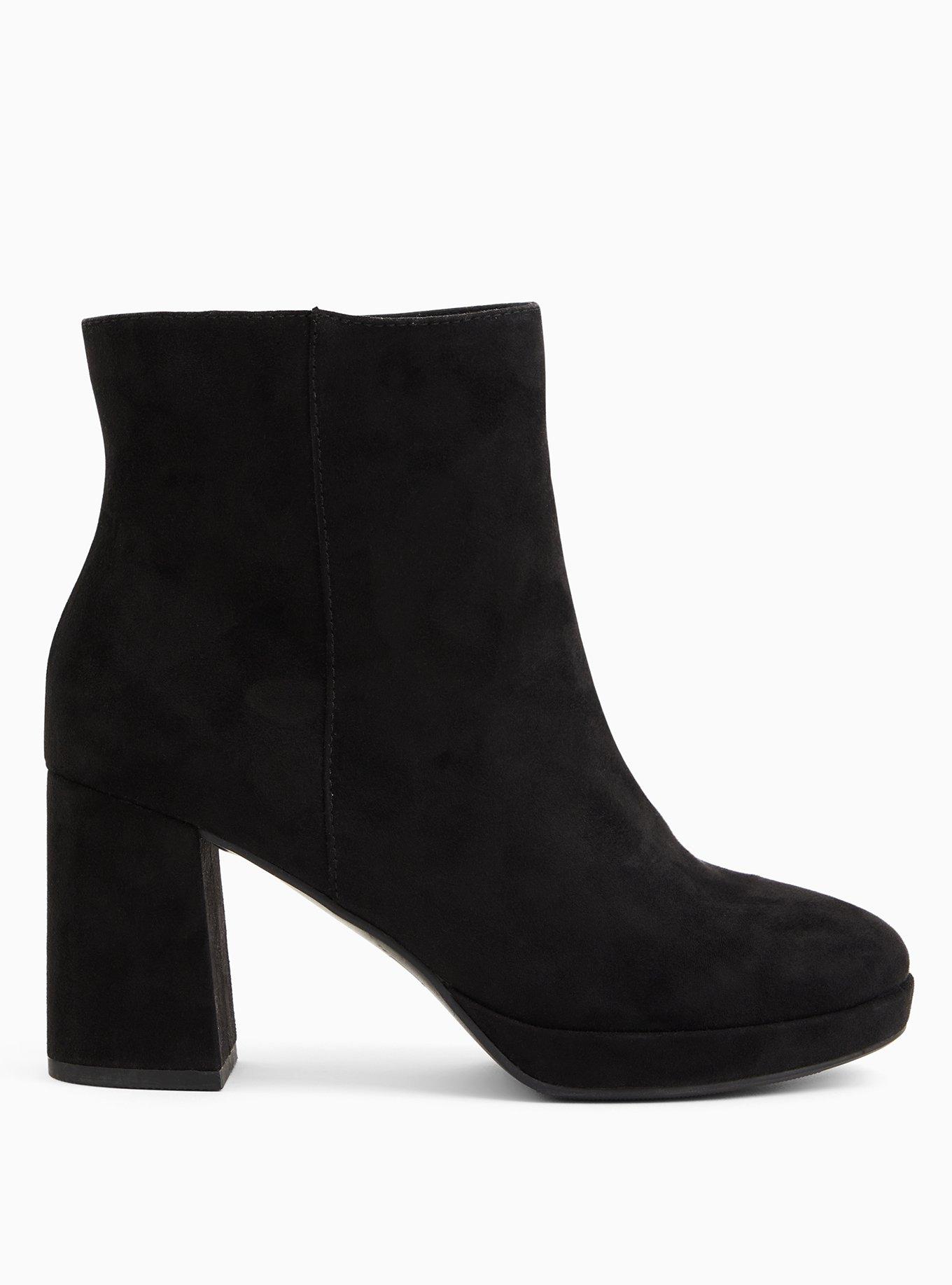 Black Faux Suede Platform Bootie (WW), BLACK, alternate