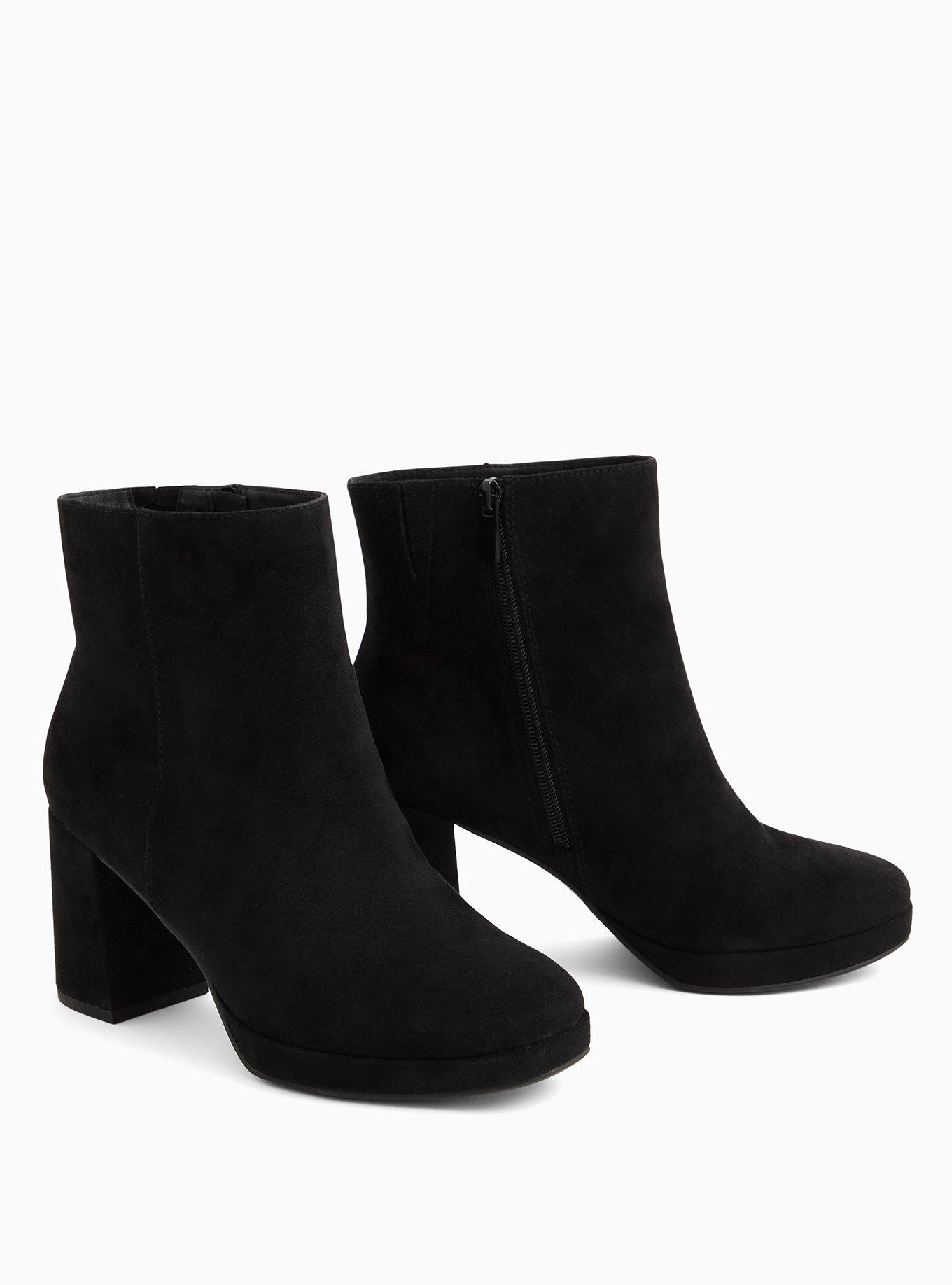 Black Faux Suede Platform Bootie (WW), BLACK, alternate