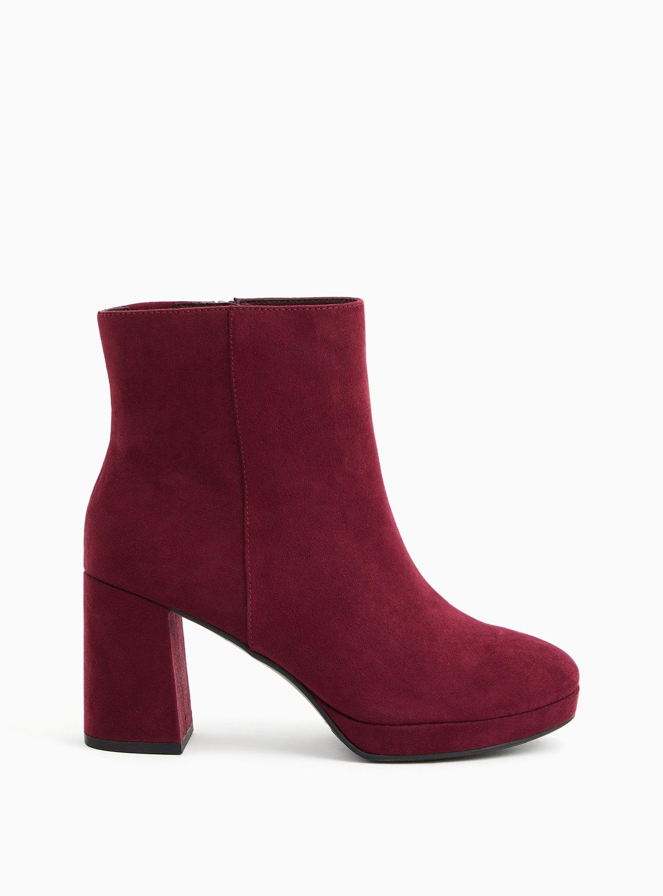 Burgundy Faux Suede Platform Bootie (WW), WINE, alternate