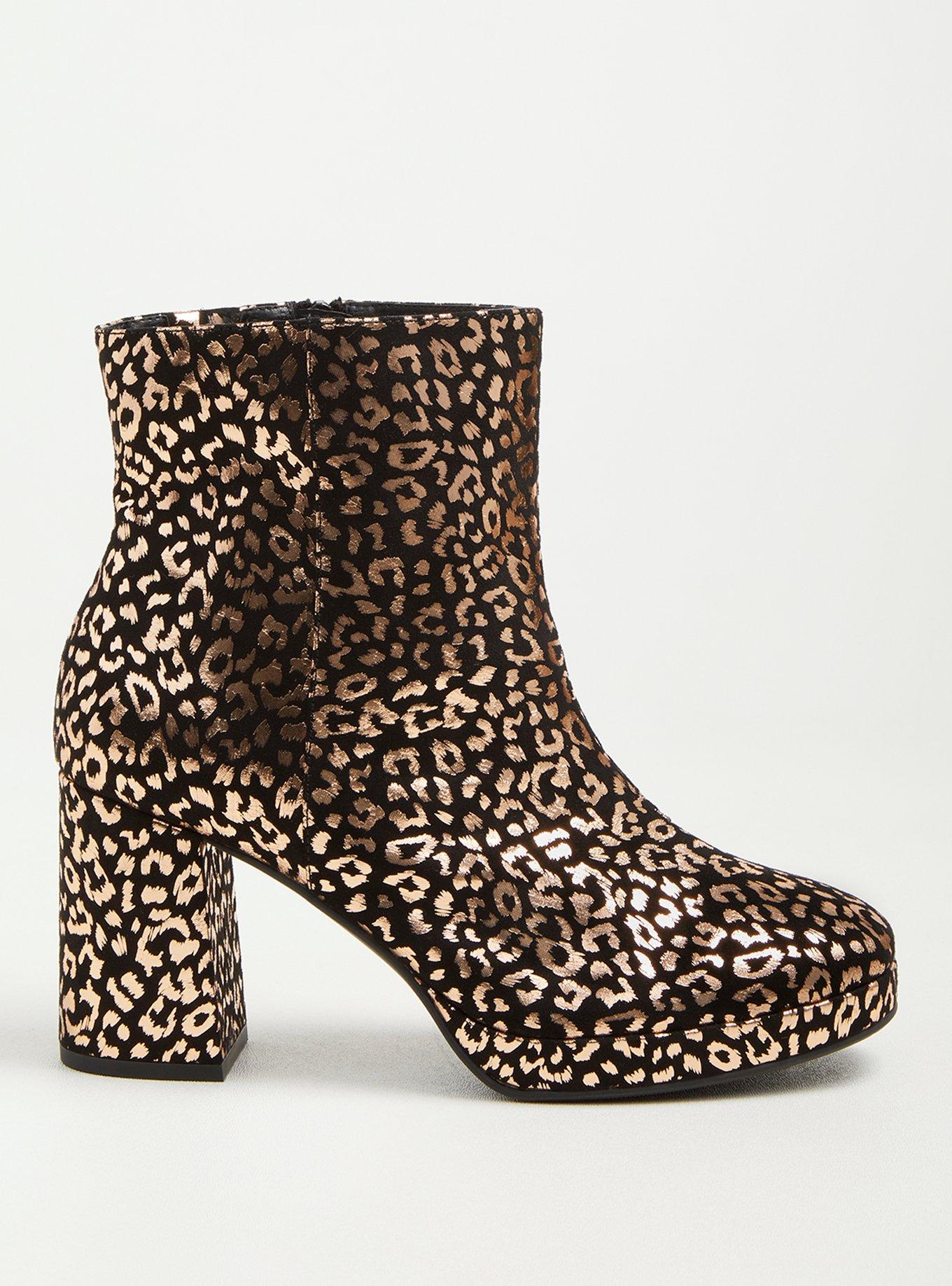 Leopard print block heel booties deals