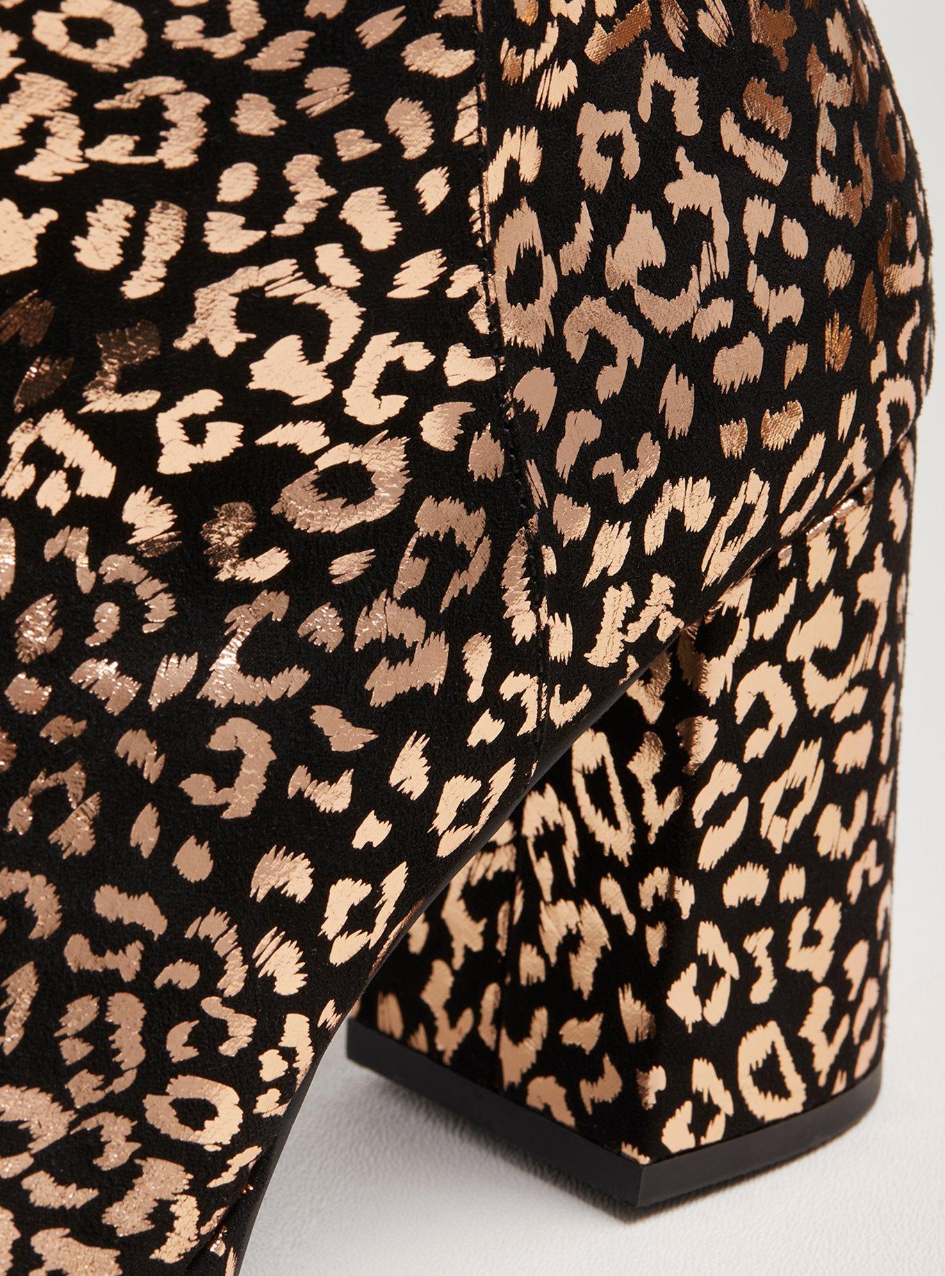 Black Faux Suede Platform Bootie (WW), GOLD LEOPARD, alternate