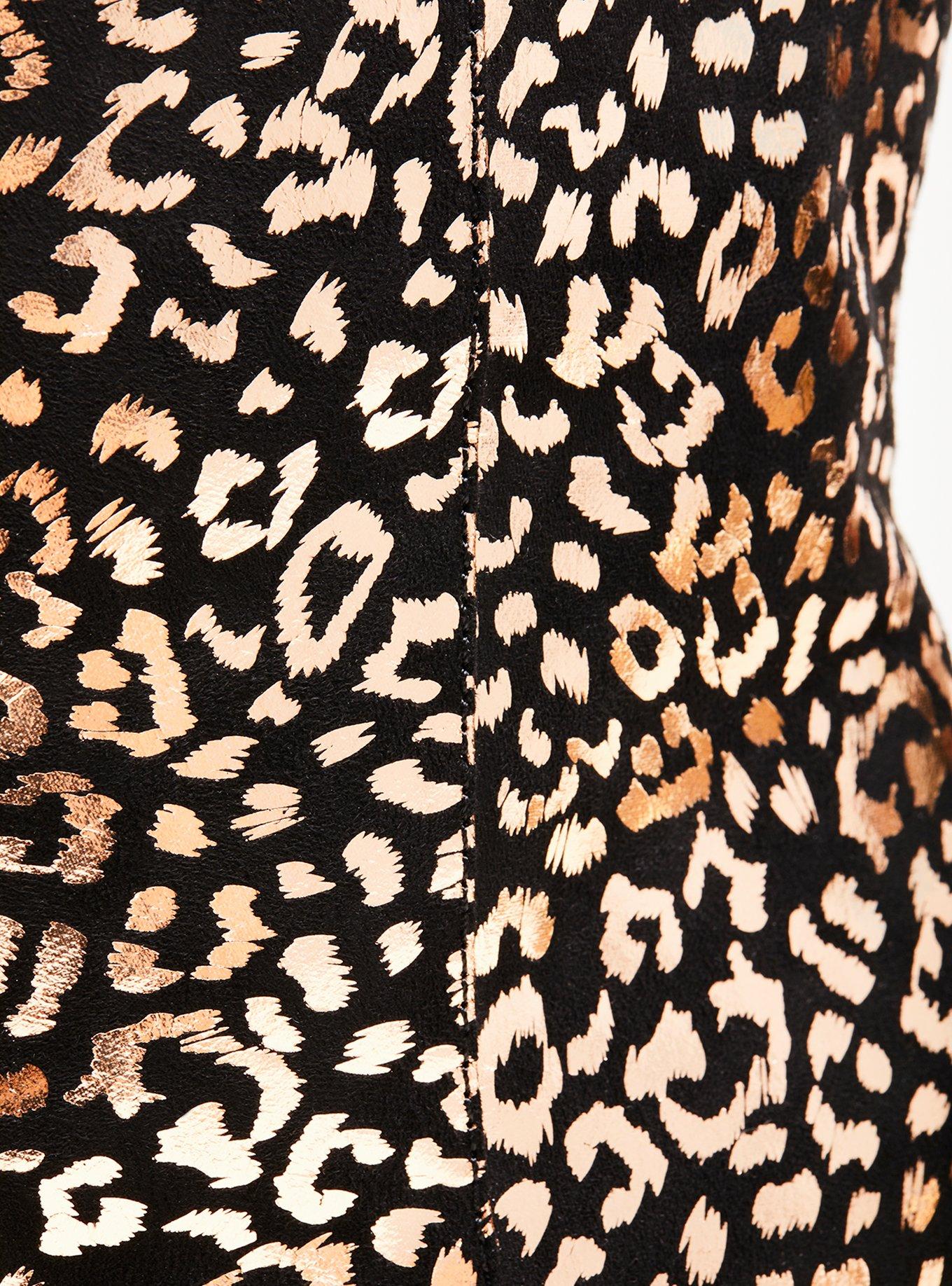 Black Faux Suede Platform Bootie (WW), GOLD LEOPARD, alternate