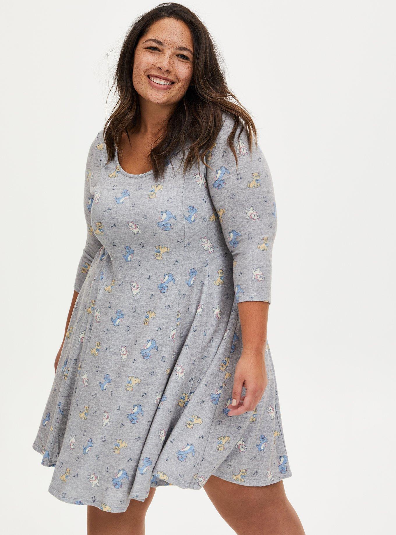 Plus Size - Disney The Aristocats Toss Print Music Cats Midi Skater Dress -  Torrid