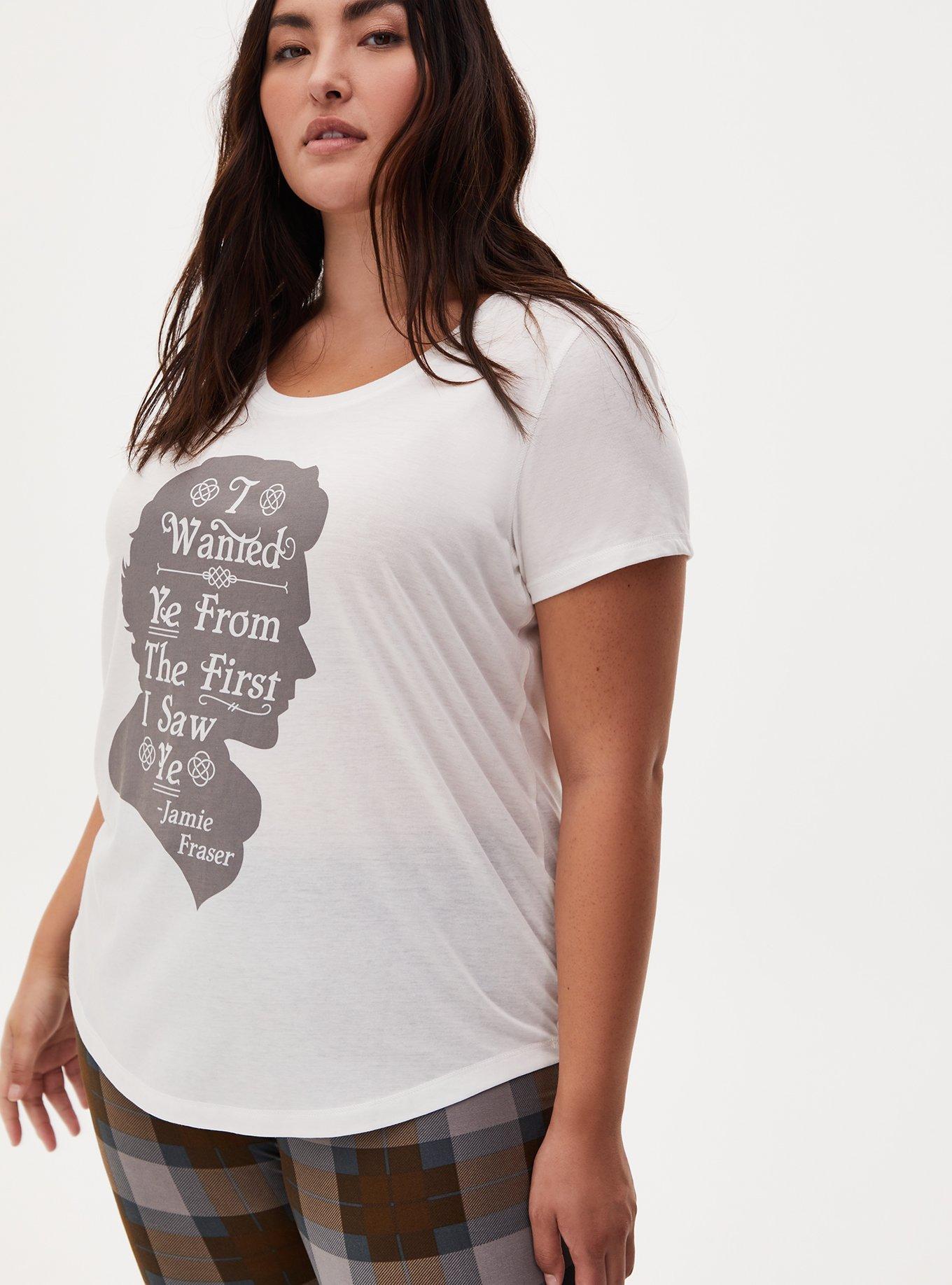 Plus Size Outlander Jamie Fraser Silhouette Sleep Top, CREAM, hi-res