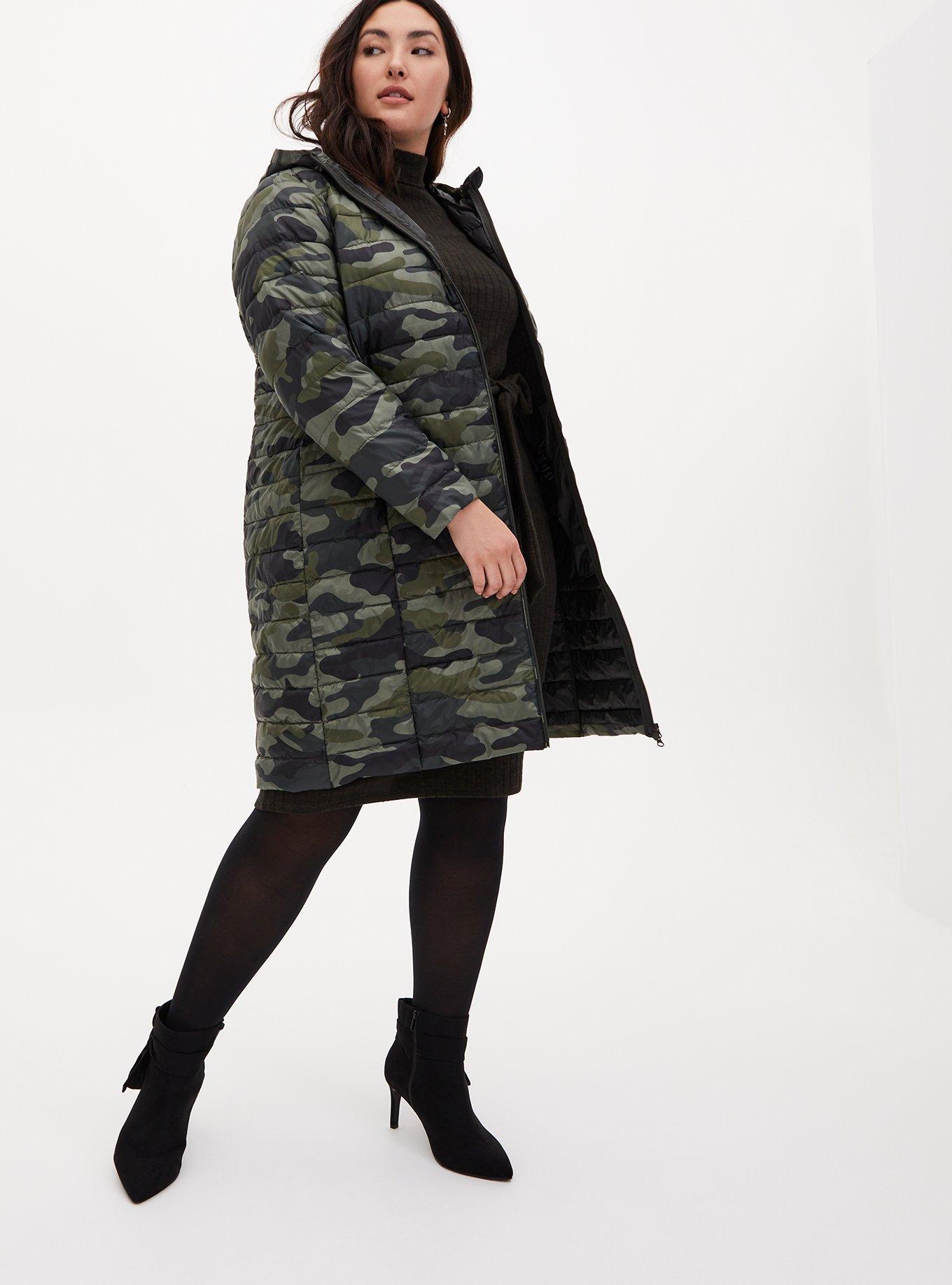 Nylon Longline Puffer Coat, CAMO, alternate