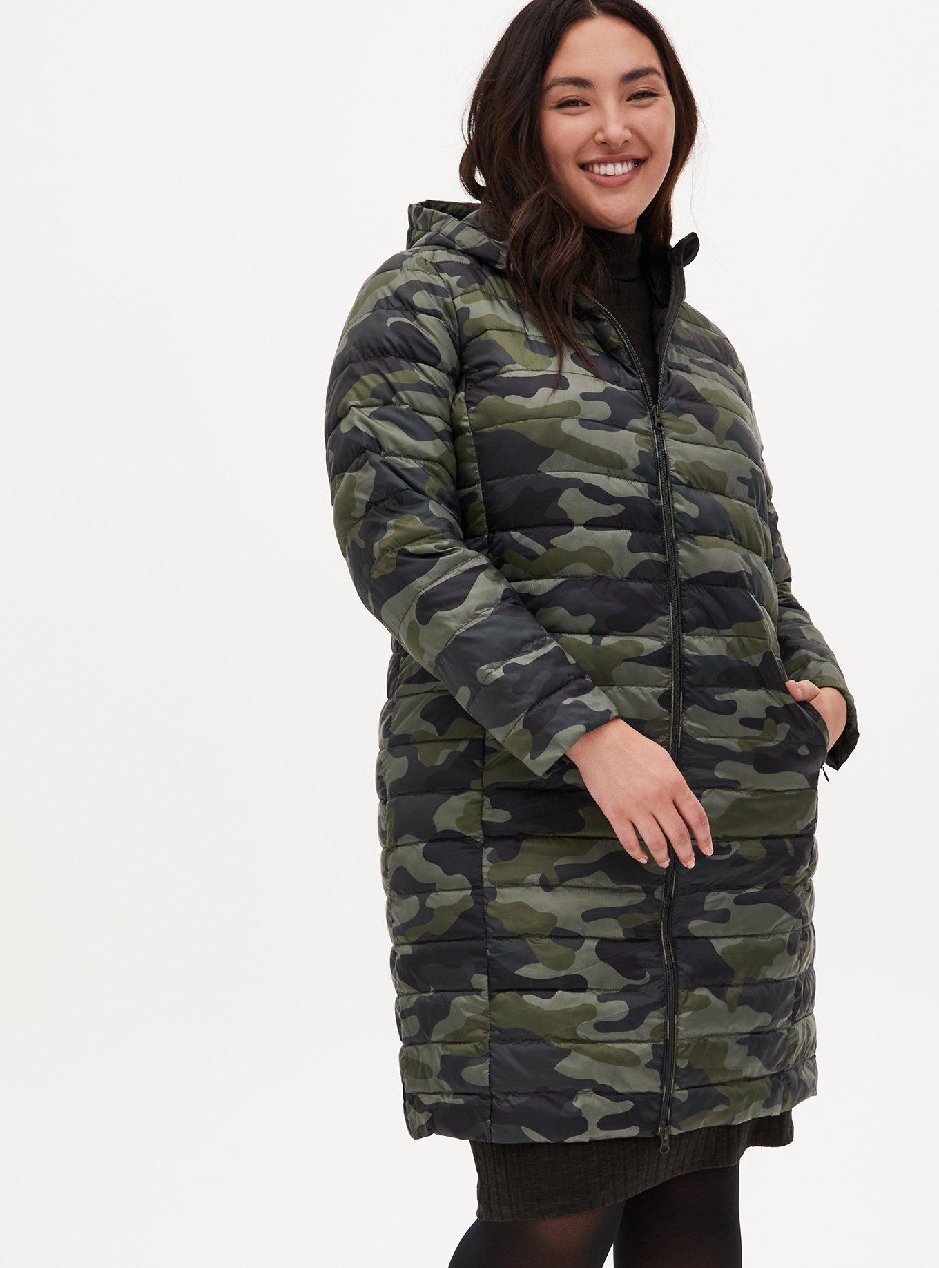 Nylon Longline Puffer Coat, CAMO, alternate