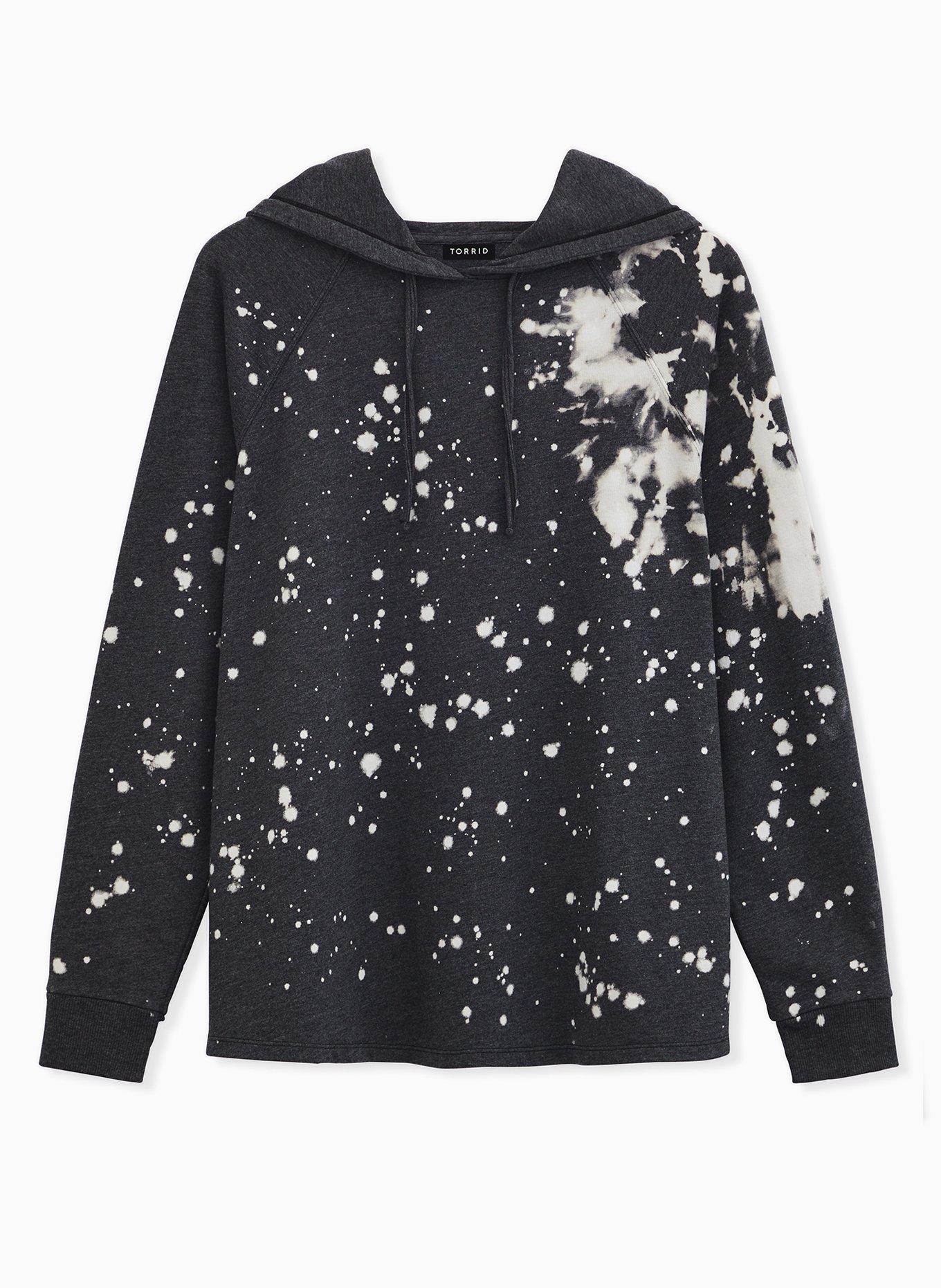 Plus Size - Black Bleach Splatter Terry Pullover Hoodie - Torrid