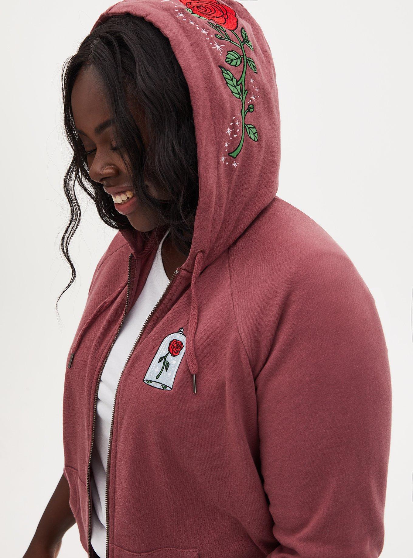 Plus Size - Disney Beauty and the Beast Rose Zip French Terry Hoodie -  Torrid