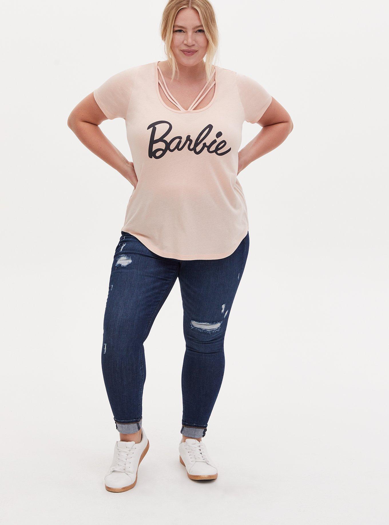 Plus Size Barbie Light Pink Strappy Jersey Top, PALE BLUSH, alternate
