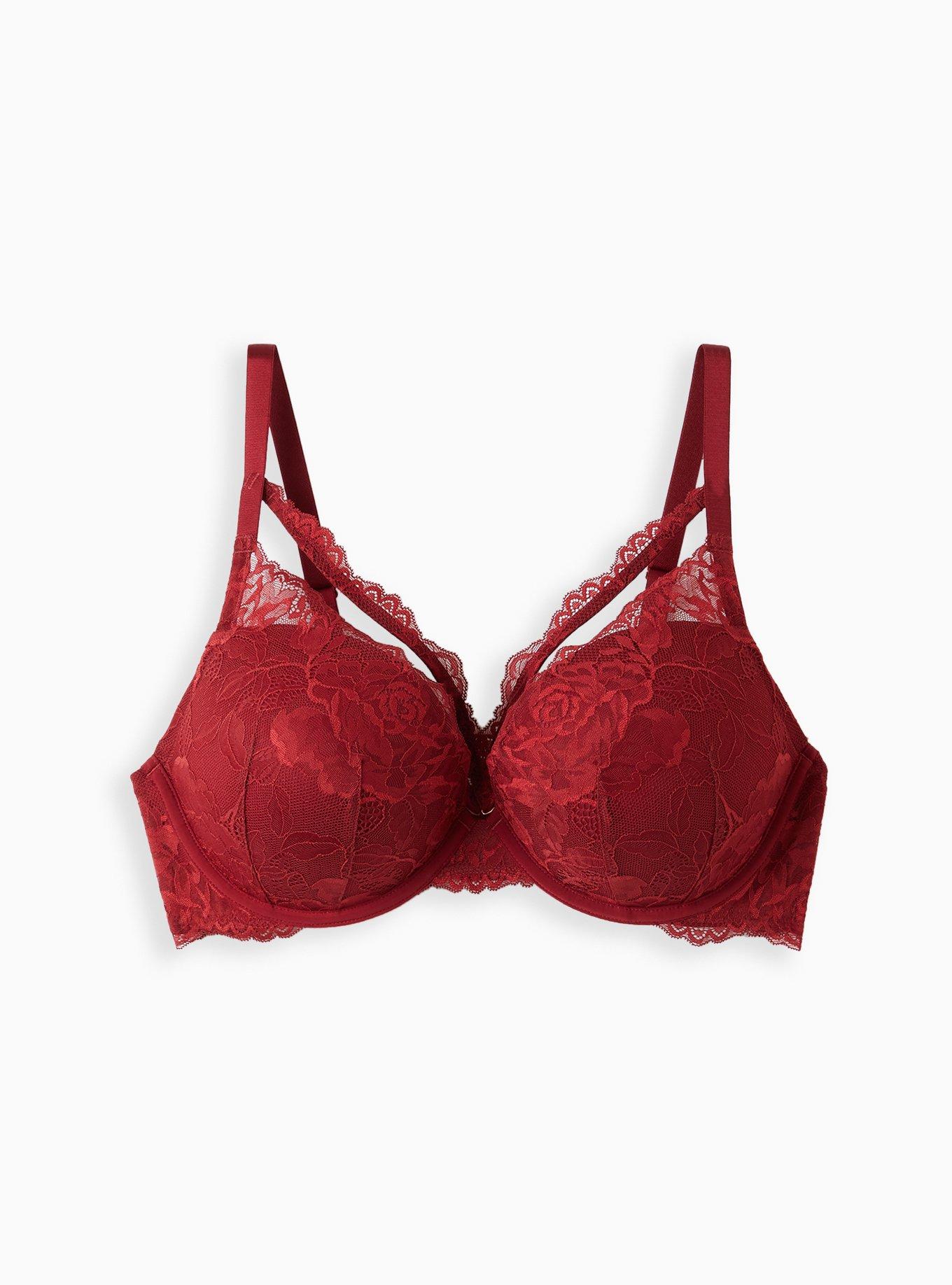 Torrid Women's Push-Up Plunge Strappy V Bra Size: 44D, Lace Red(58)