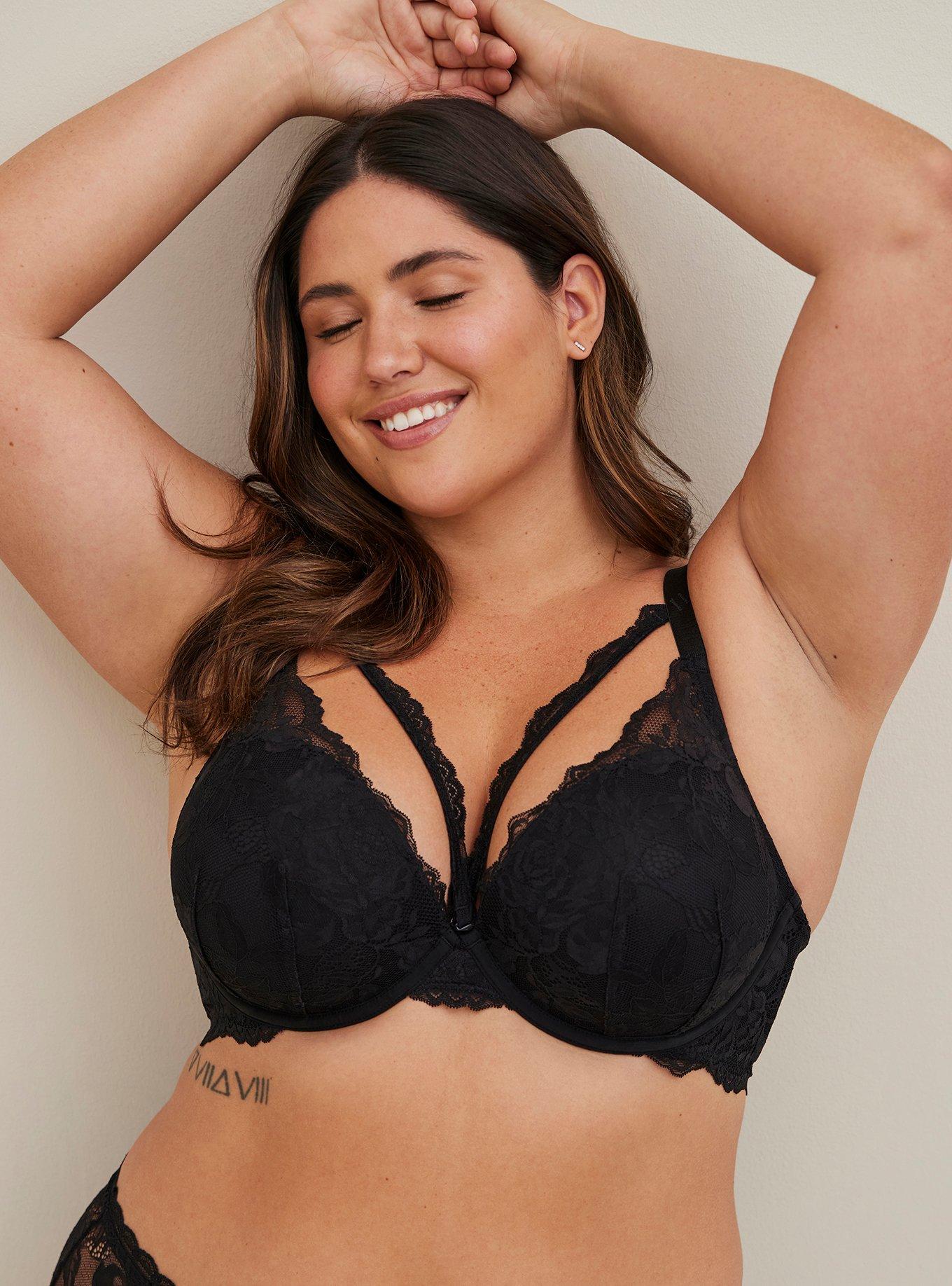 TORRID XO Plunge Push Up Strappy Lace Straight Back Bra