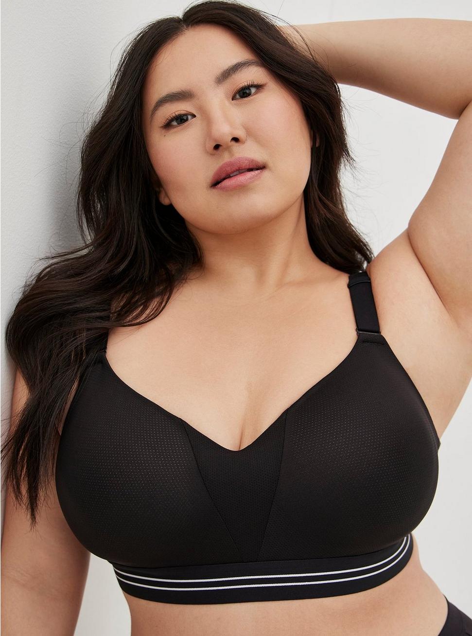 Plus Size Wire-Free Lightly Lined Microfiber 360° Back Smoothing™ Active Bra, RICH BLACK, alternate