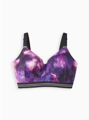 Plus Size Wire-Free Lightly Lined Microfiber 360° Back Smoothing™ Active Bra, GRADIENT GALAXY BLACK, hi-res