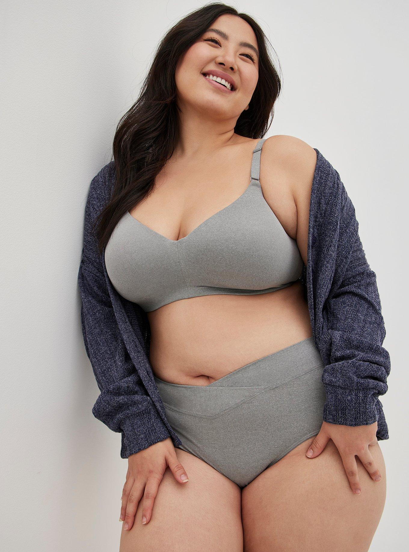 Dream Fit Women's Full Figure Cotton Plunge Bra, Size: 46DDD, Gray