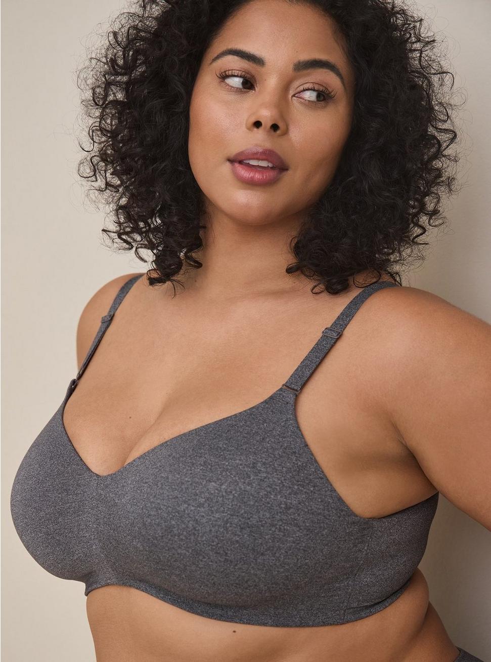 Plus Size Everyday Wire-Free Lightly Lined Heather 360° Back Smoothing® Bra, CHARCOAL GREY, hi-res