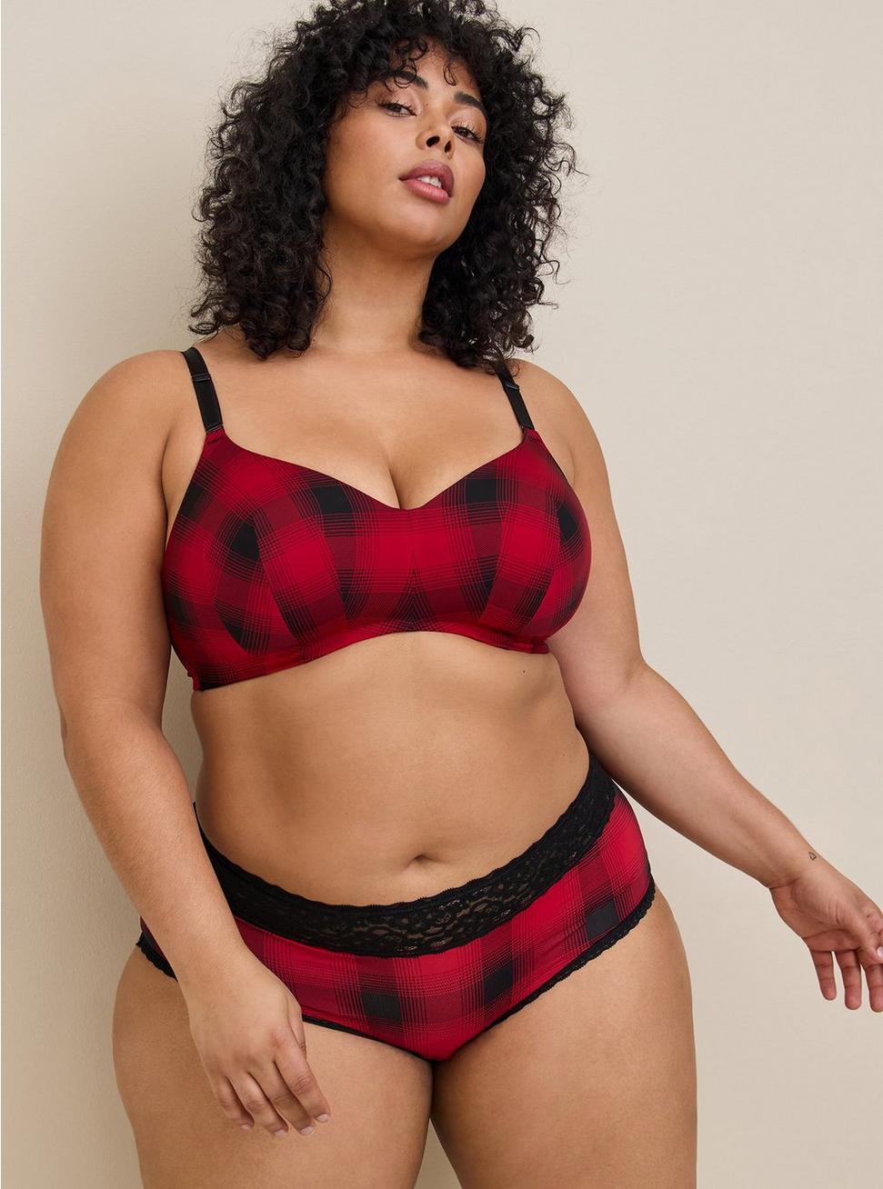 Everyday Wire-Free Lightly Lined Print 360° Back Smoothing® Bra, NEW EPIC PLAID RED, alternate