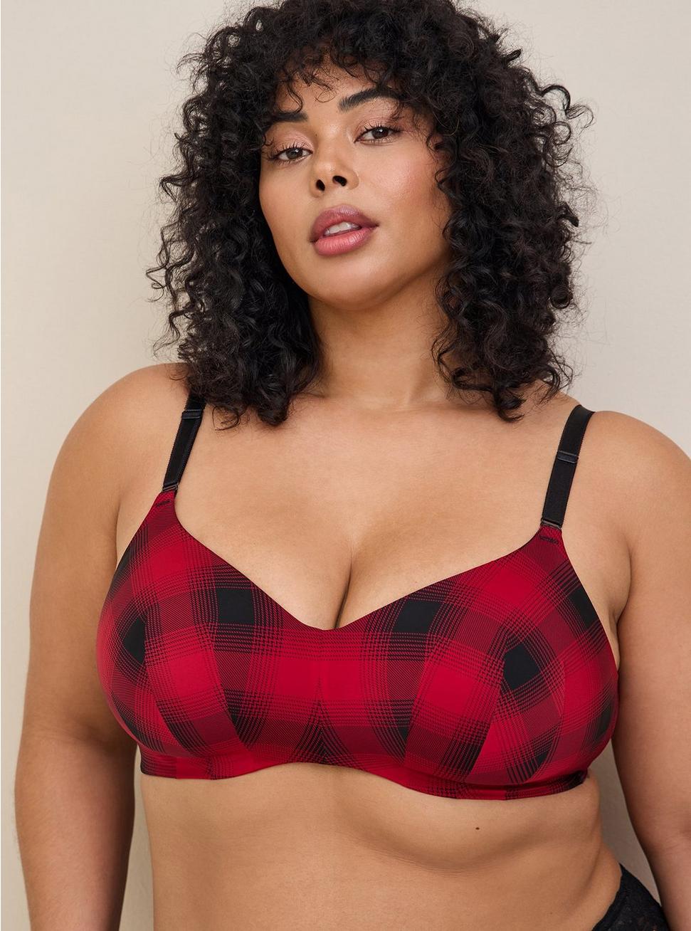Everyday Wire-Free Lightly Lined Print 360° Back Smoothing™ Bra, NEW EPIC PLAID RED, hi-res