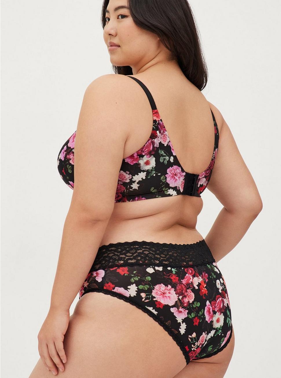 Everyday Wire-Free Lightly Lined Print 360° Back Smoothing® Bra, MARAH FLORAL BLACK, alternate