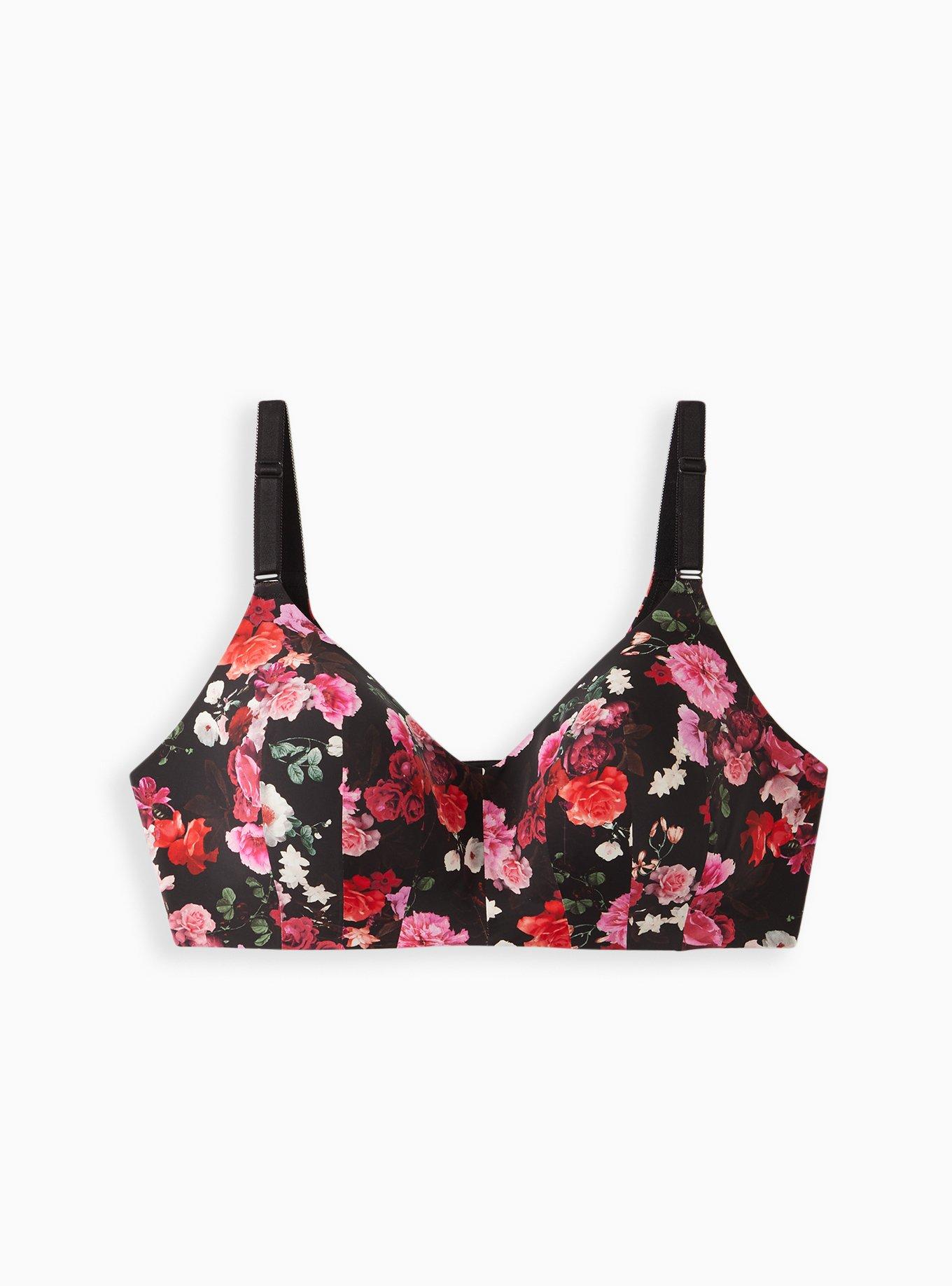 NWT TORRID Floral SMOOTH Microfiber Plum PUSH UP PLUNGE BRA 36C Underwire  SEXY