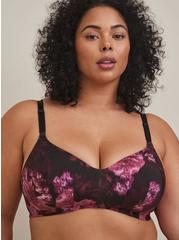 Plus Size Everyday Wire-Free Lightly Lined Print 360° Back Smoothing™ Bra, SOFT FLORAL LR BLACK, hi-res