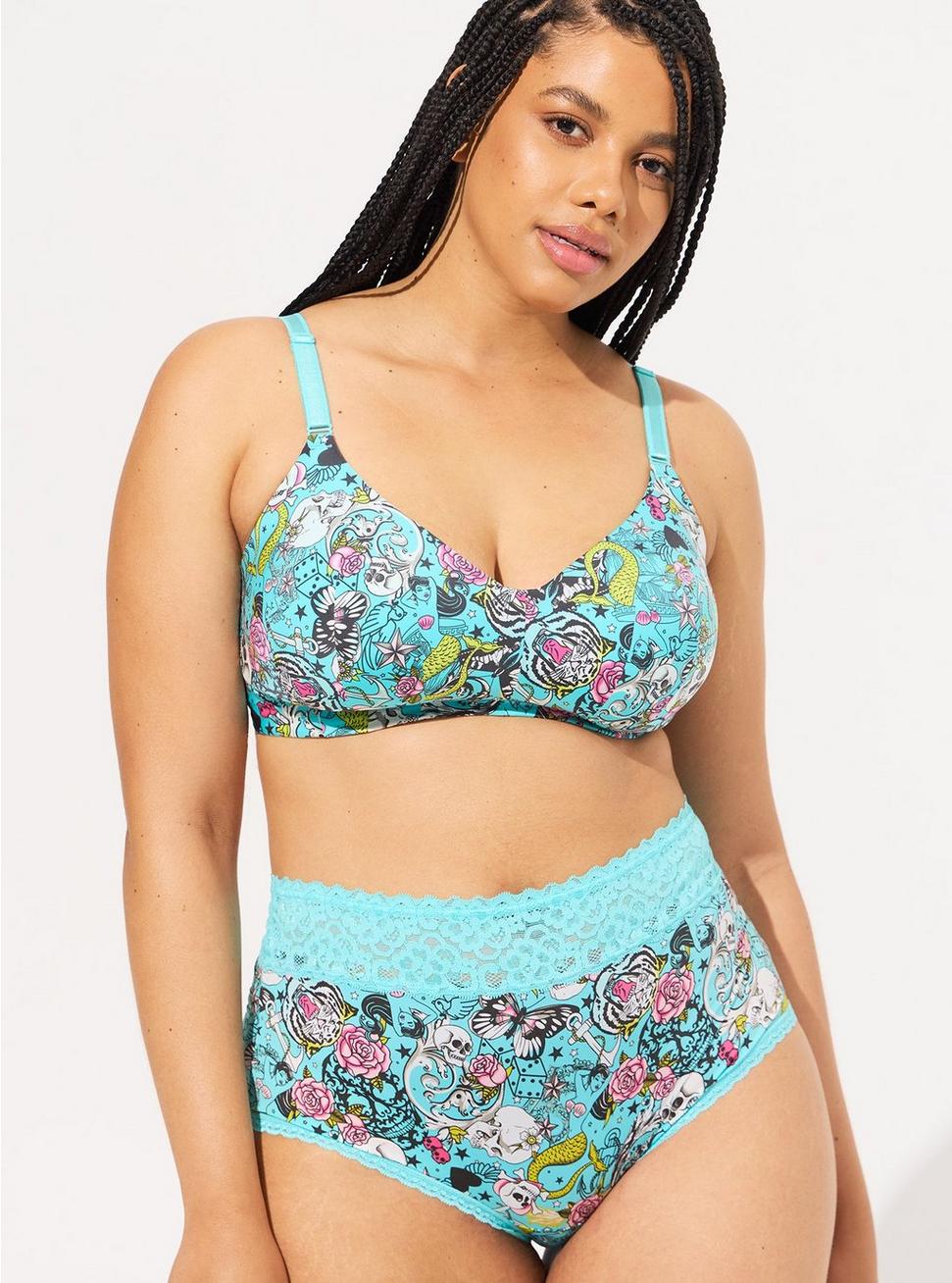 Everyday Wire-Free Lightly Lined Print 360° Back Smoothing® Bra, EVERYTHING TATTOO BLUE RADIANCE, alternate