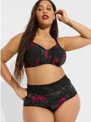 Plus Size Everyday Wire-Free Lightly Lined Print 360° Back Smoothing® Bra, ROSEY WEBS FLORAL RICH BLACK, alternate