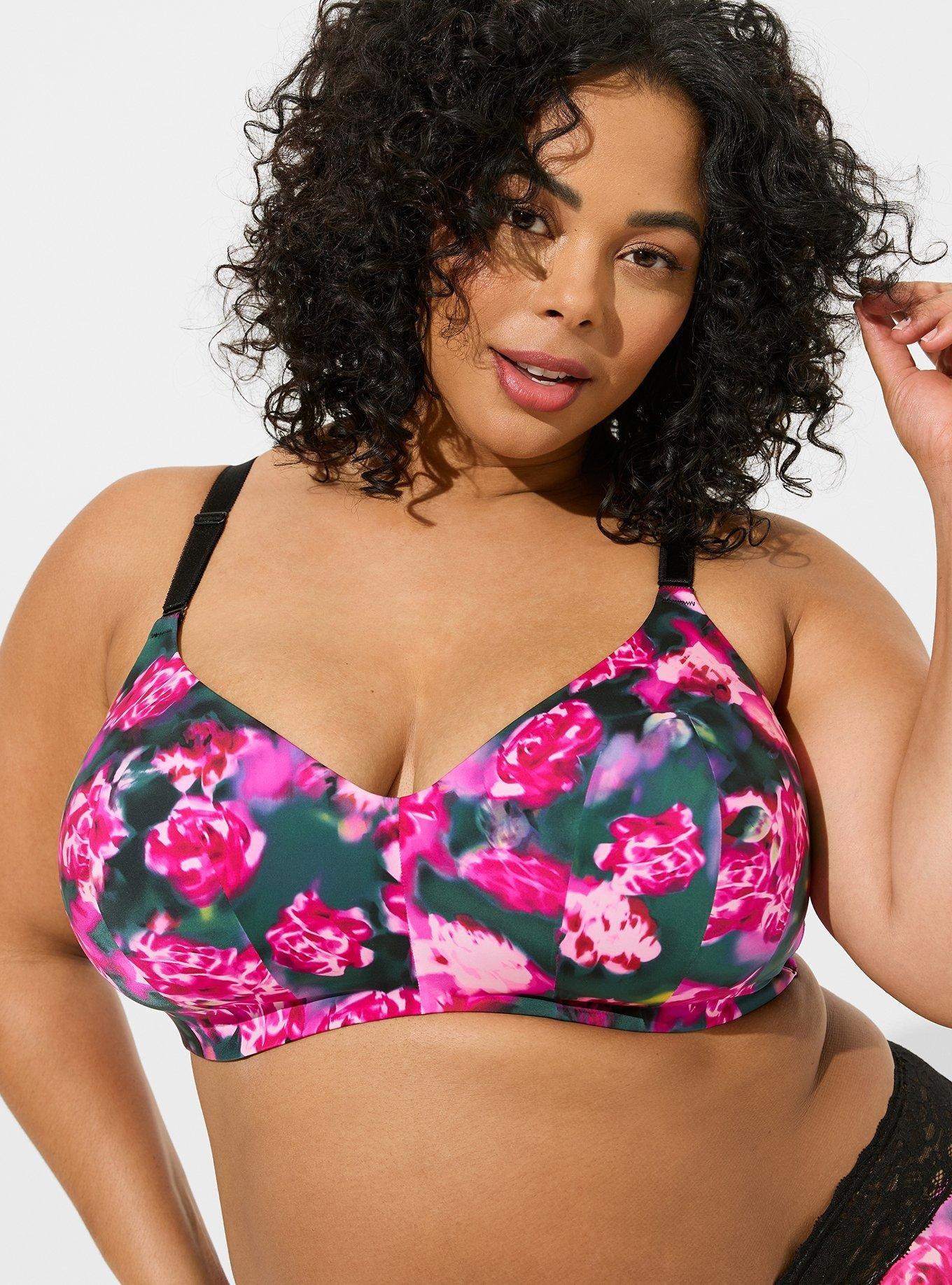 Wire-Free Lightly Lined Smooth Bra, BLUR ROSES FLORAL AVENTURINE, hi-res