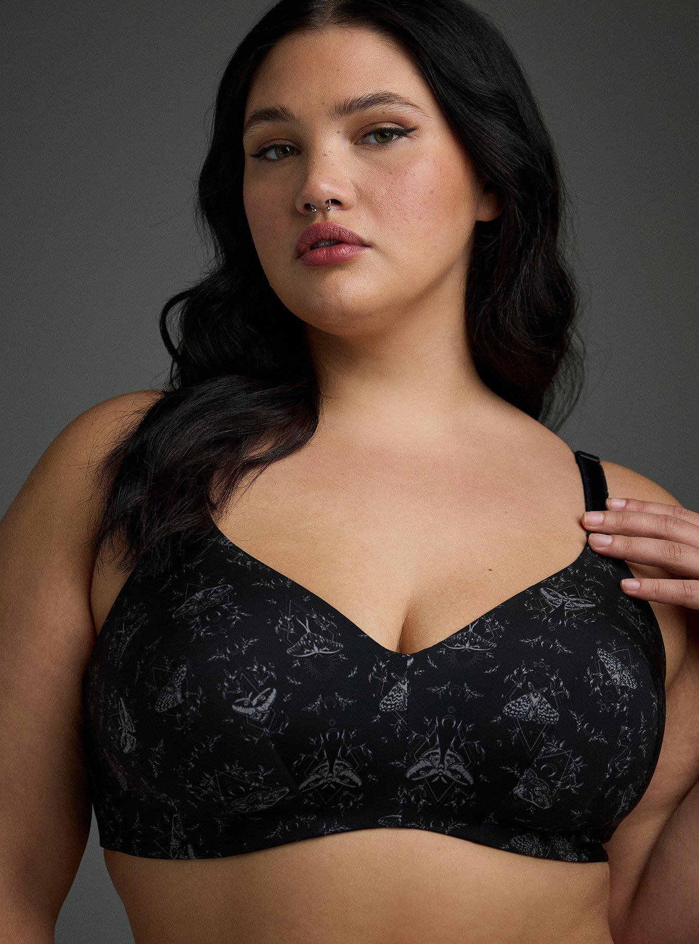 Wire-Free Lightly Lined Smooth Bra, SMALL MYSTIC MOTHS RICH BLACK, alternate