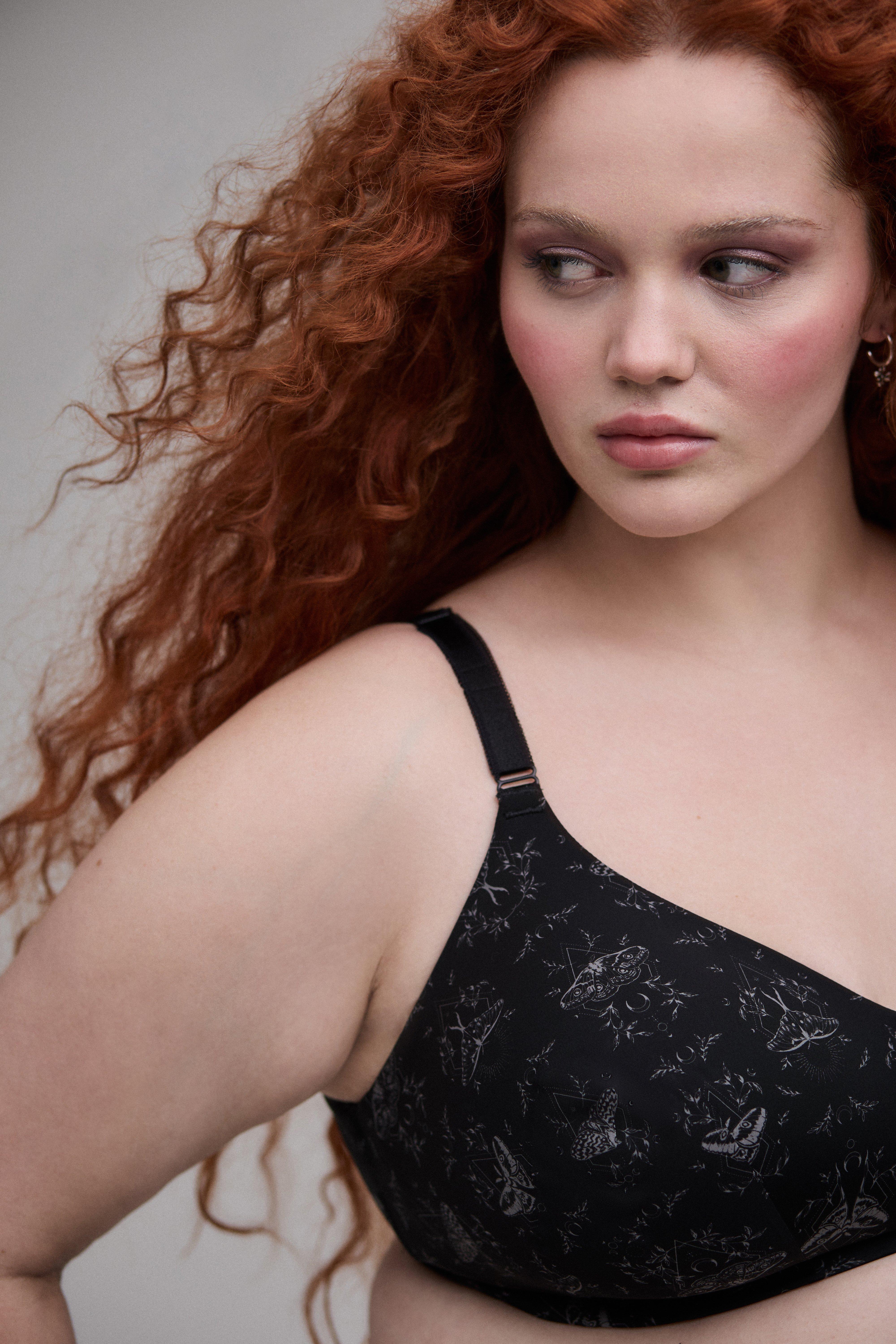 Wire-Free Lightly Lined Smooth Bra, SMALL MYSTIC MOTHS RICH BLACK, alternate