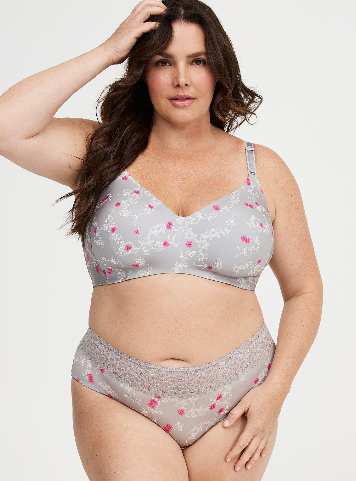 Wire-Free Lightly Lined Smooth Bra, ROSE BOWS FORMAL GRAY, alternate