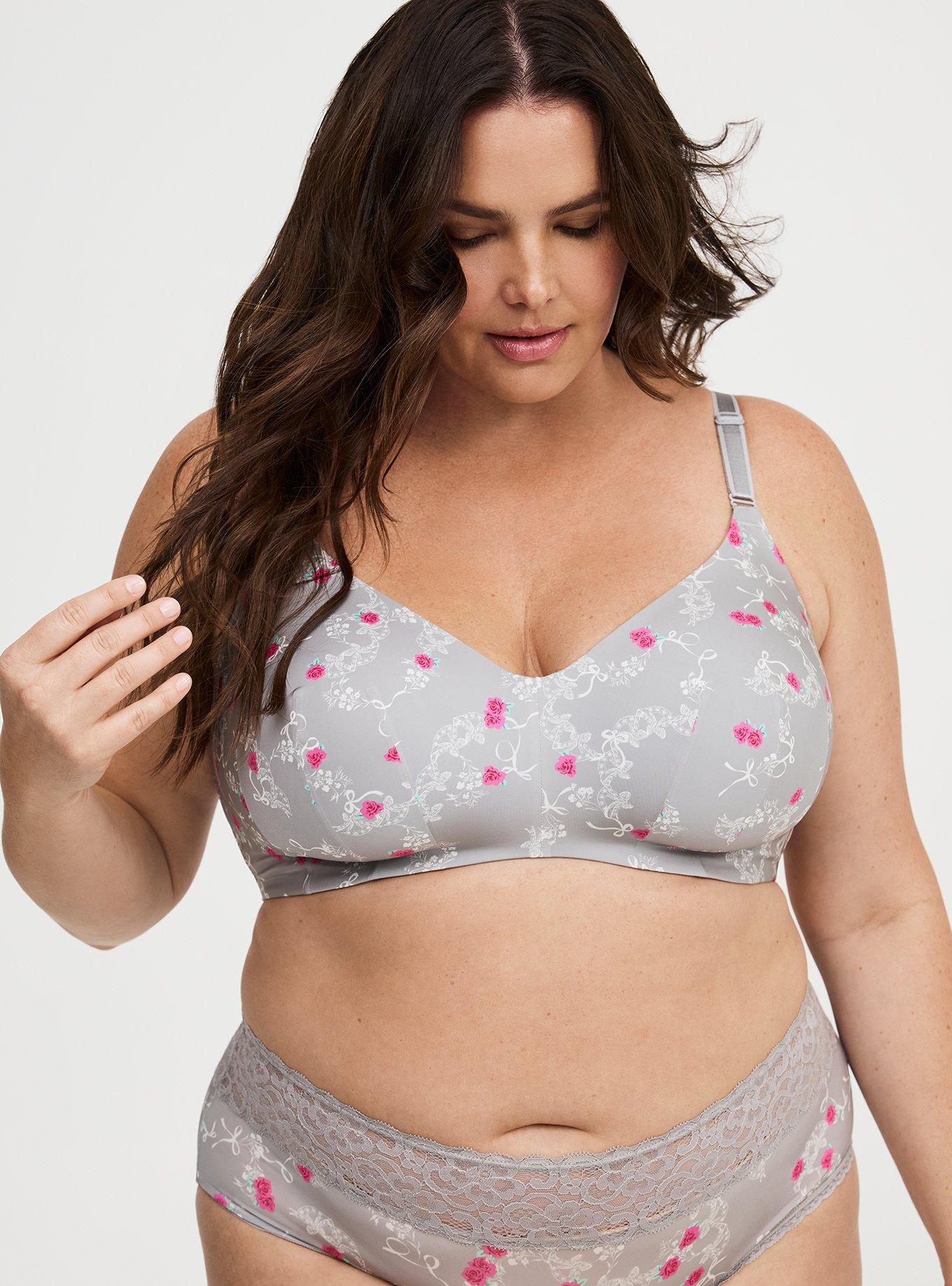 Wire-Free Lightly Lined Smooth Bra, ROSE BOWS FORMAL GRAY, alternate