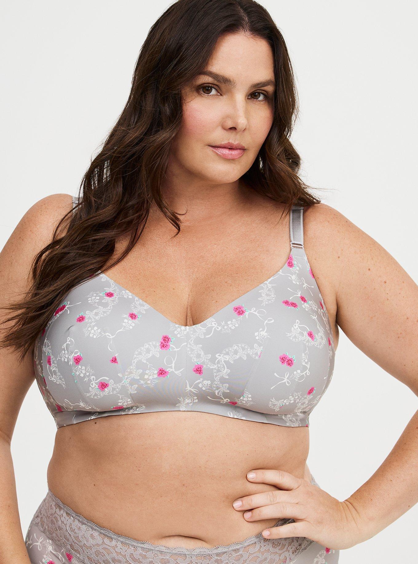 Wire-Free Lightly Lined Smooth Bra, ROSE BOWS FORMAL GRAY, alternate
