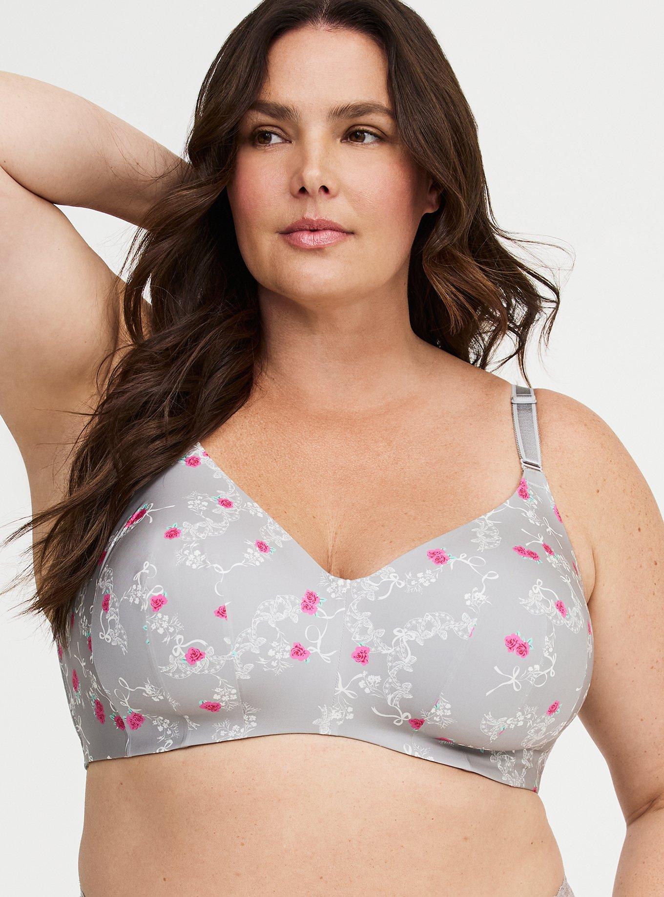 Plus Size Dream Wire-Free Bra, ROSE BOWS FORMAL GRAY, hi-res