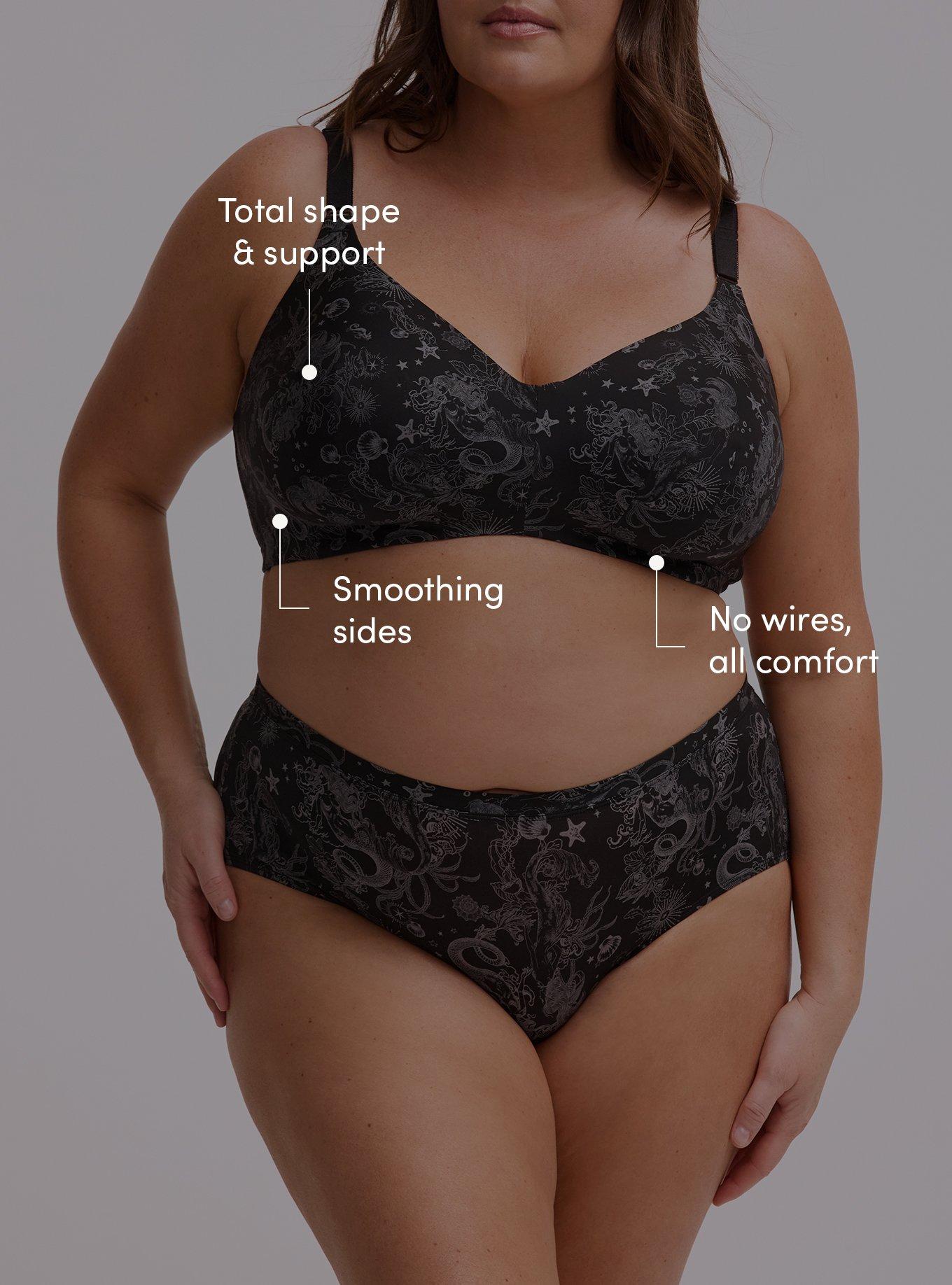 Wire-Free Lightly Lined Smooth Bra, OCEAN MERMAID FANTASY BLACK, alternate