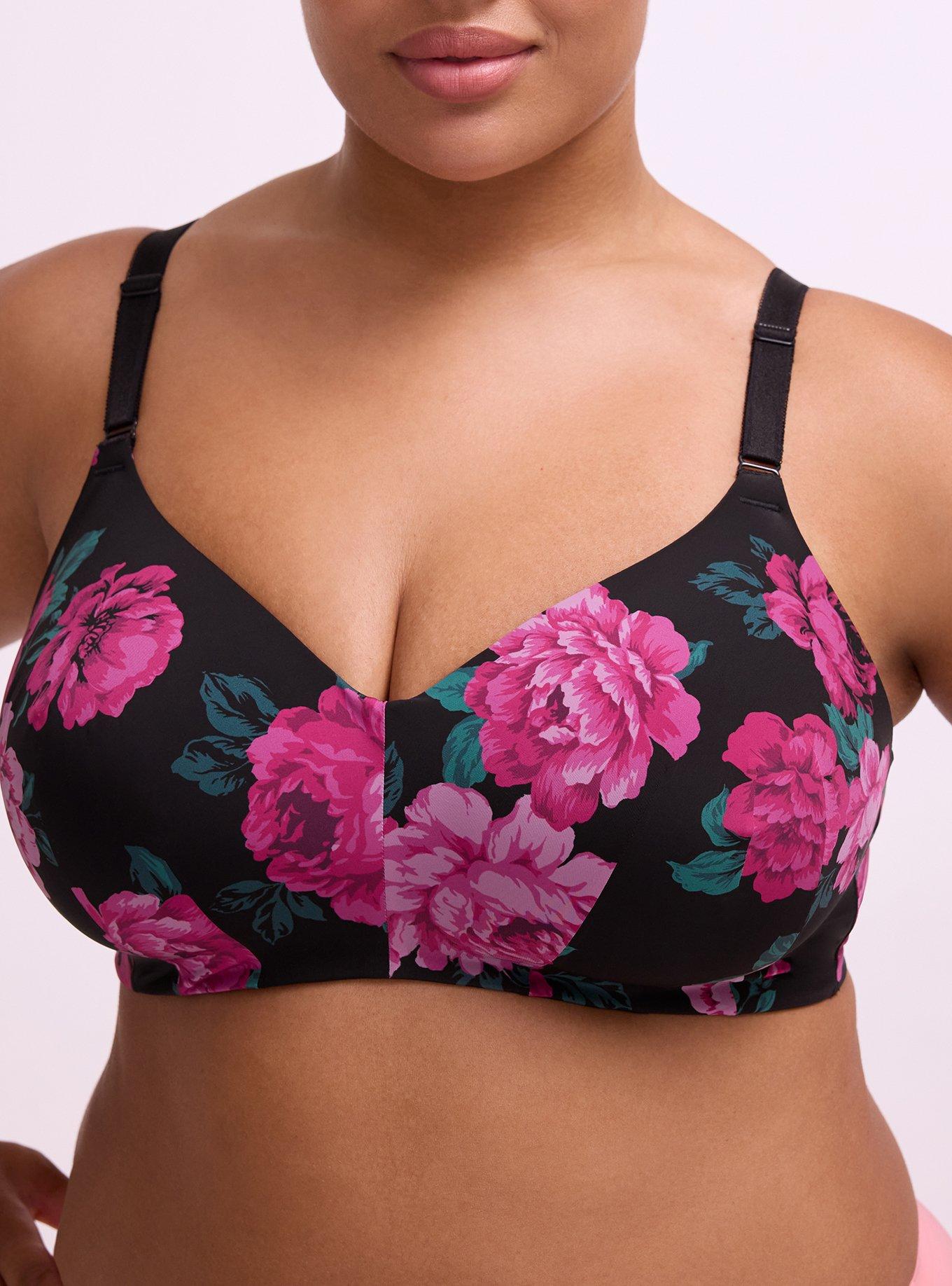 Wire-Free Lightly Lined Smooth Bra, TRADITIONAL ROSES HOT PINK, alternate