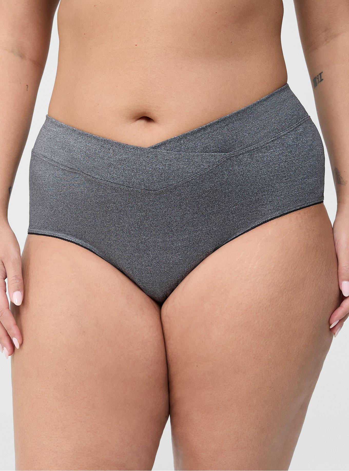 Plus Size Microfiber Mid-Rise Cheeky Heather Panty, NINE IRON, alternate