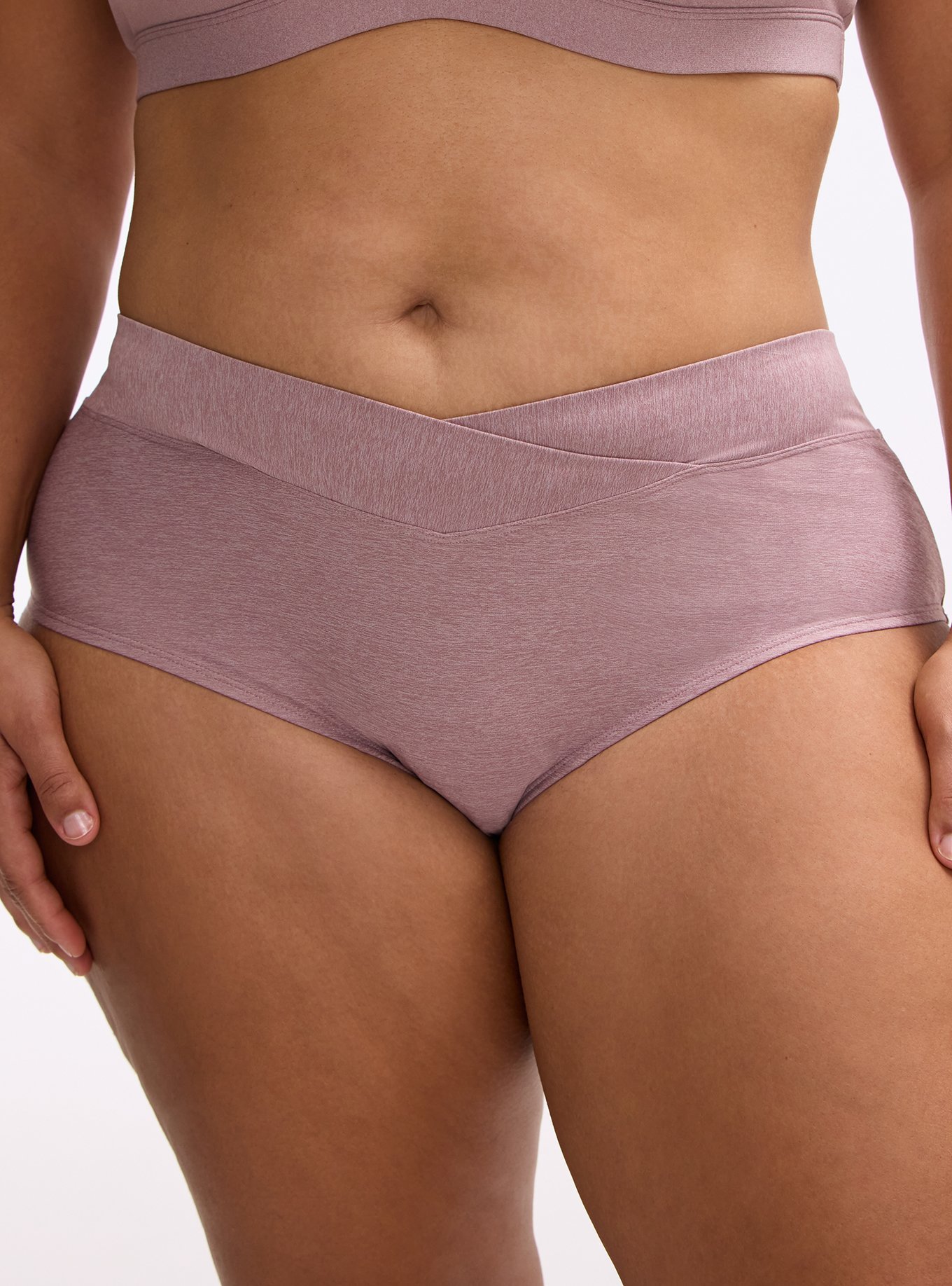 Microfiber Mid-Rise Cheeky Heather Panty, TOADSTOOL HEATHER, alternate