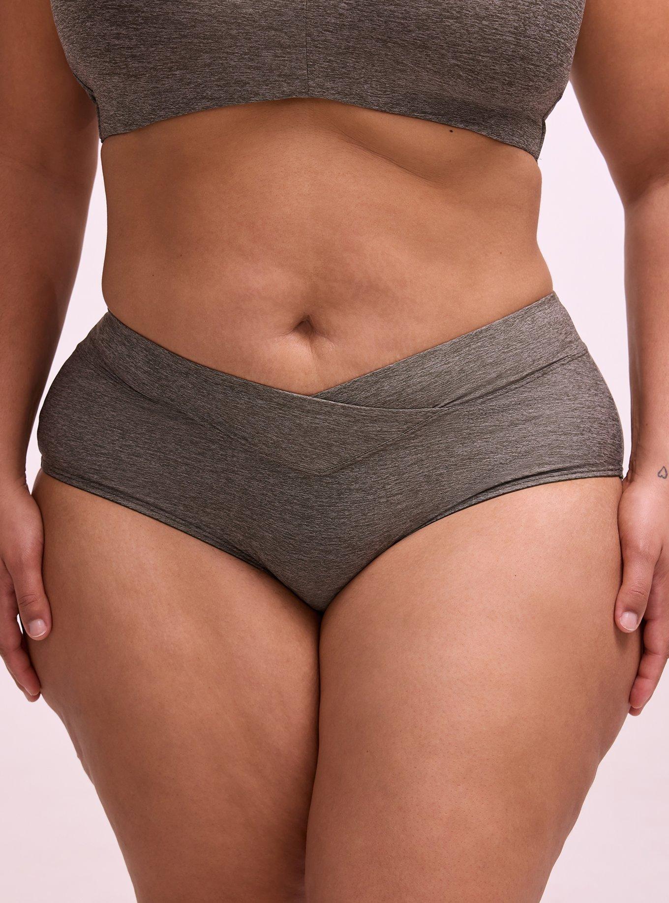 Plus Size Microfiber Mid-Rise Cheeky Heather Panty, ROSIN HEATHER, alternate