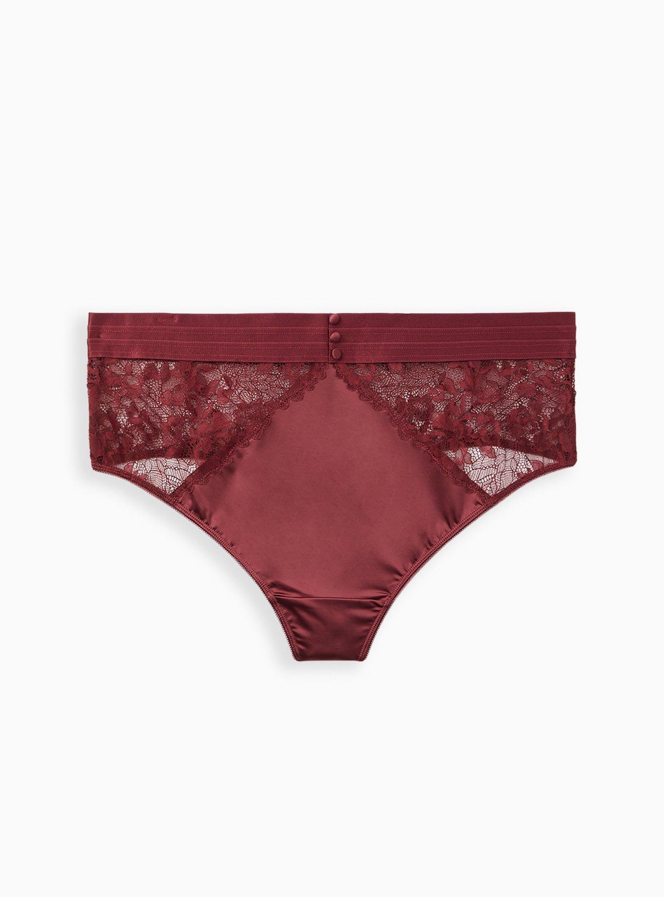 Plus Size - Satin And Lace Thong Panty With Cutout Back - Torrid