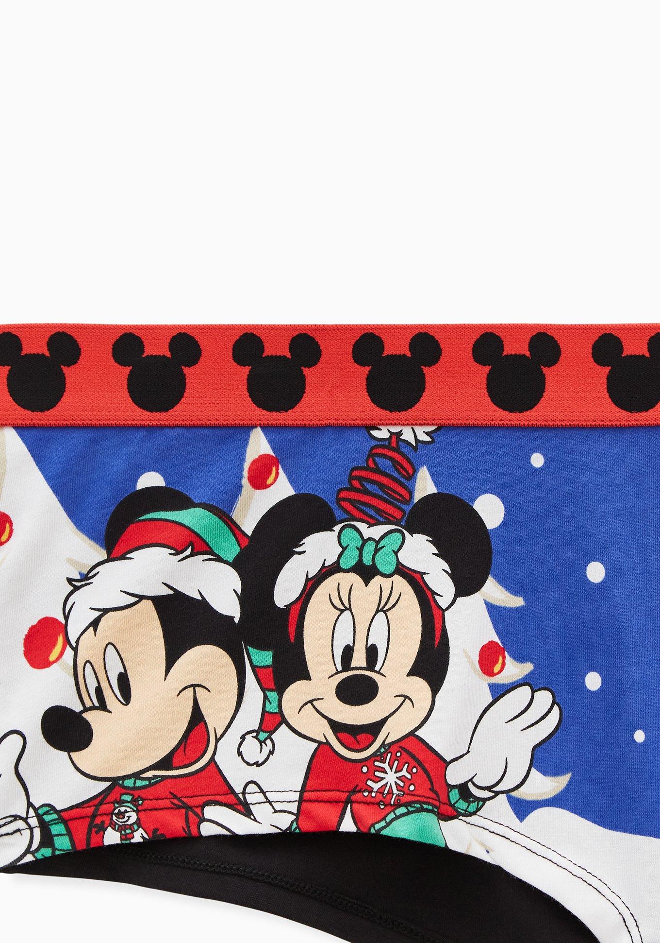 Plus Size Disney Mickey Mouse Snow Cotton Boyshort Panty, MULTI, alternate