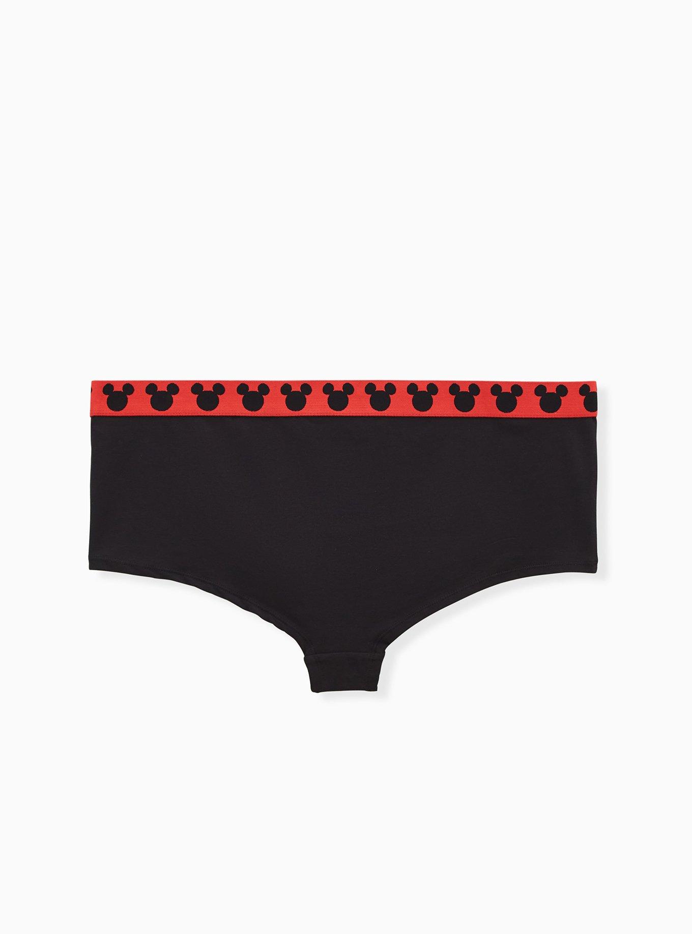 Plus Size Disney Mickey Mouse Snow Cotton Boyshort Panty, MULTI, alternate